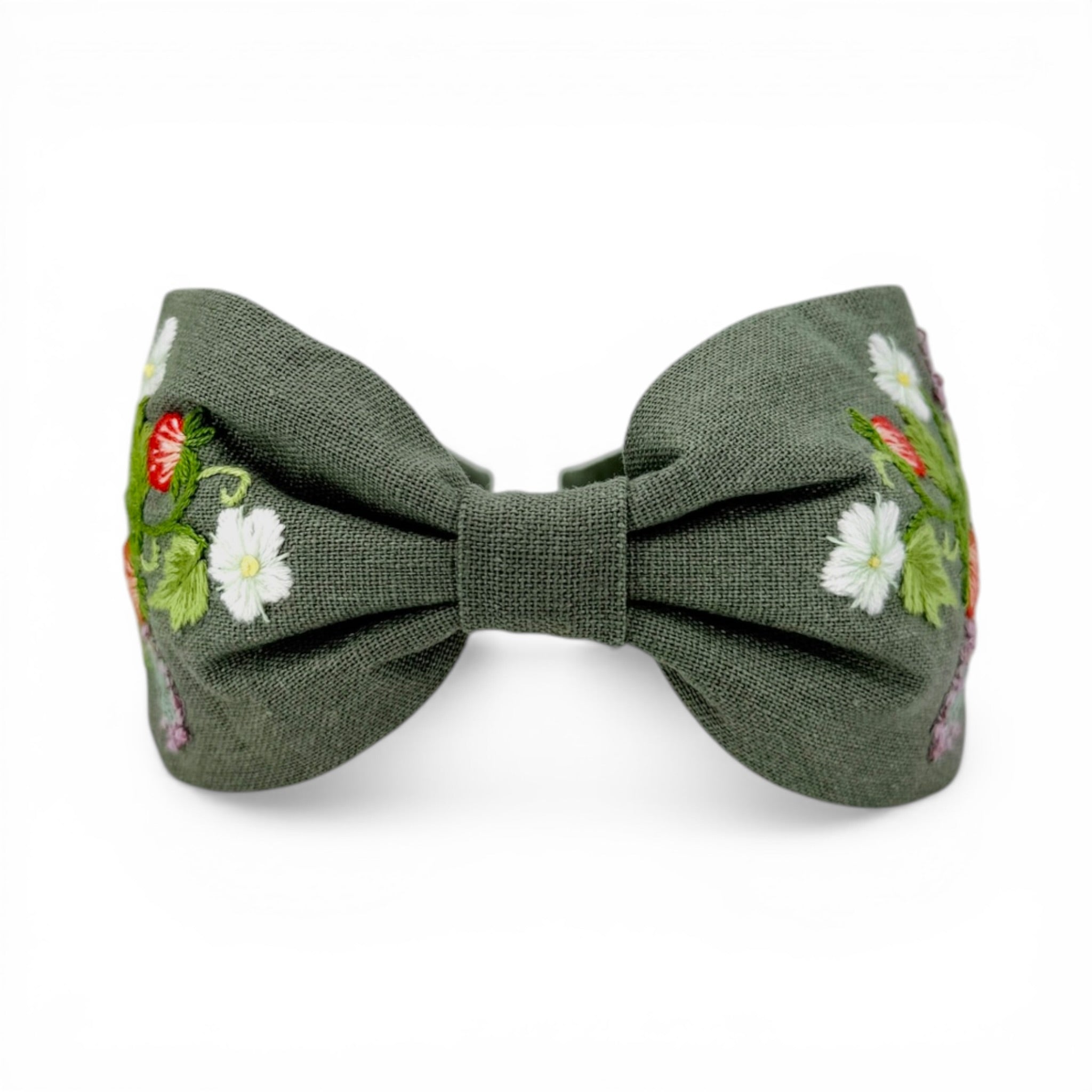 Wild Strawberry Garden Embroidered Headband