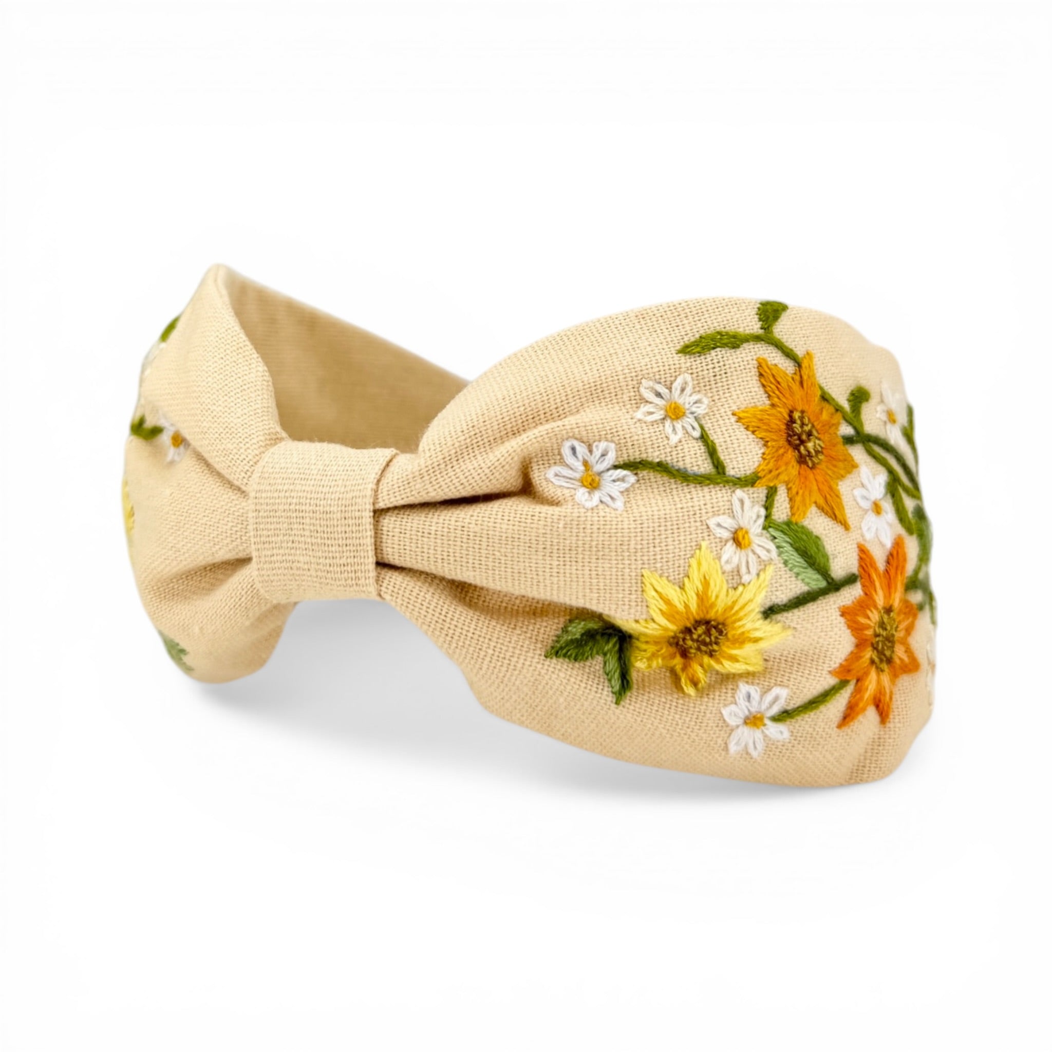 Golden Cosmos Meadow Embroidered Headband
