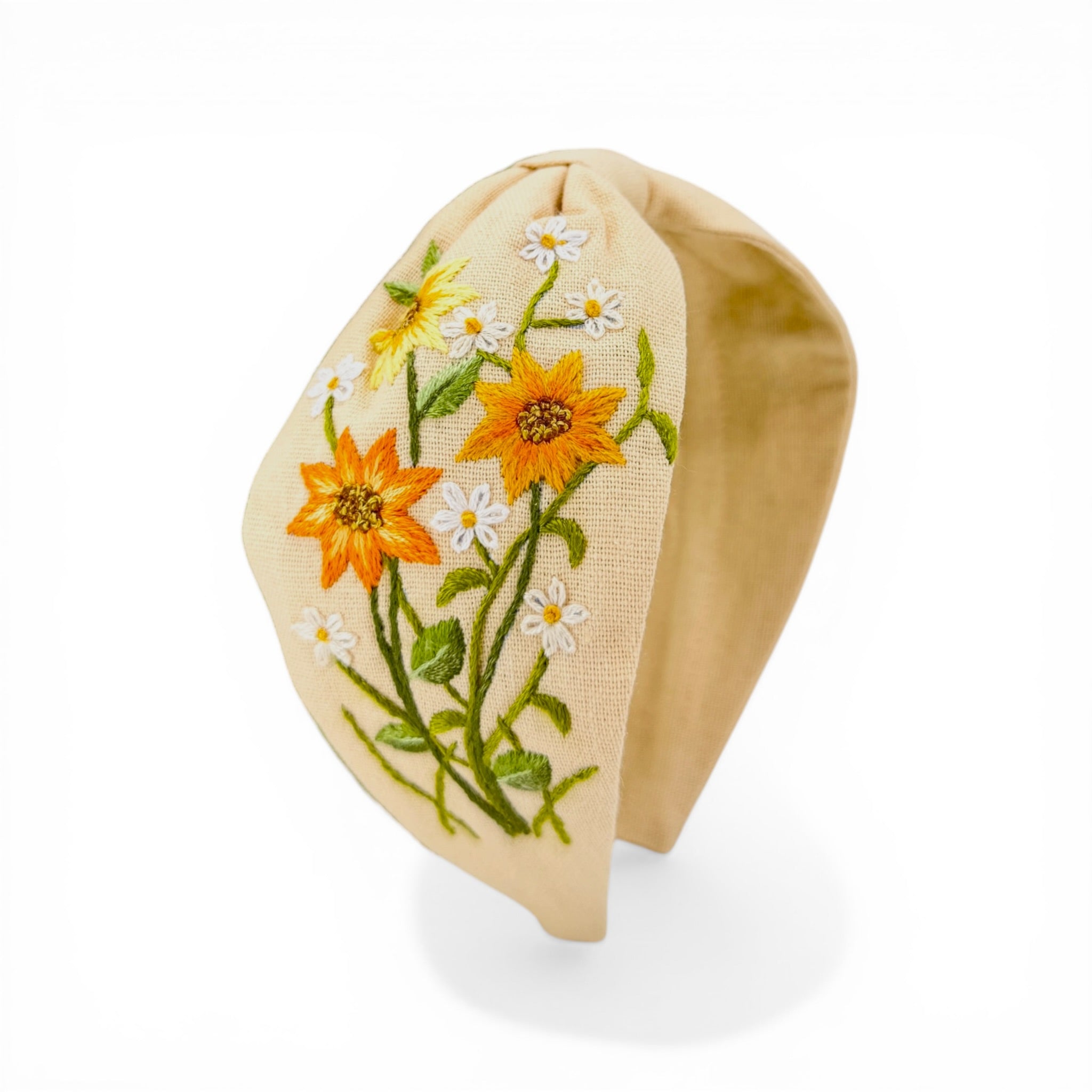 Golden Cosmos Meadow Embroidered Headband