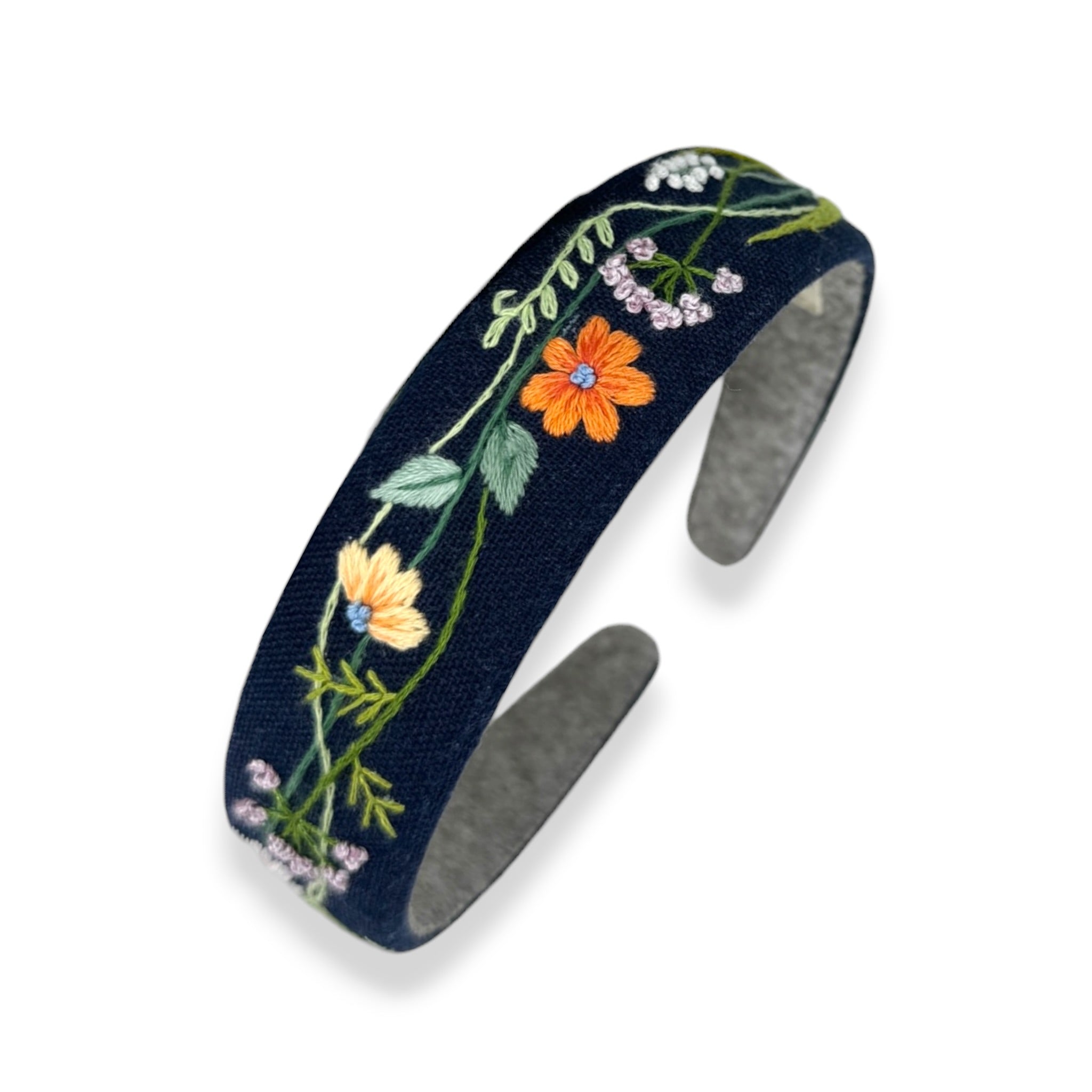 Golden Daisy Meadow Embroidered Headband