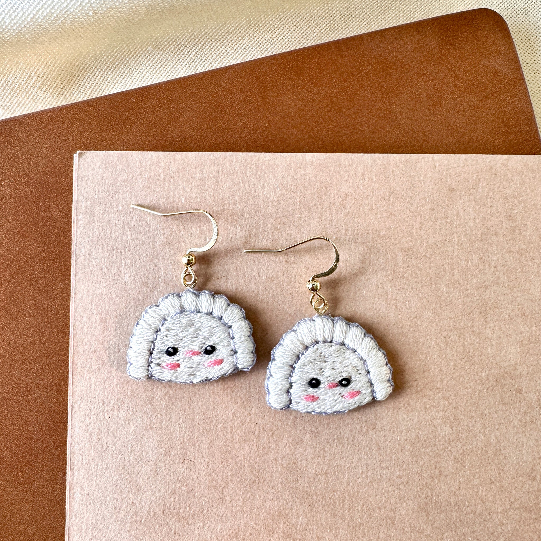 Dumpling Hand Embroidered Earrings