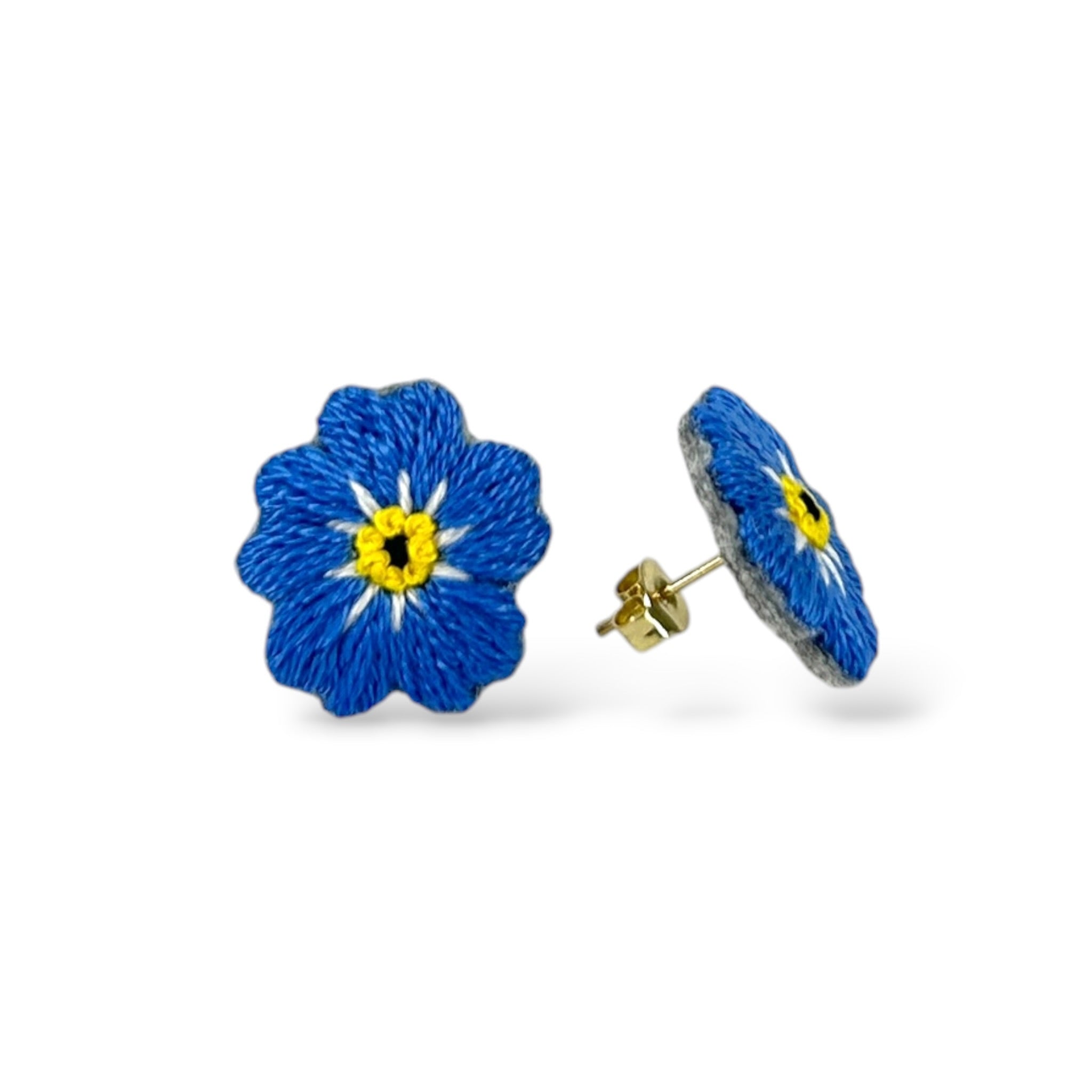 Forget Me Not Hand Embroidered Earrings