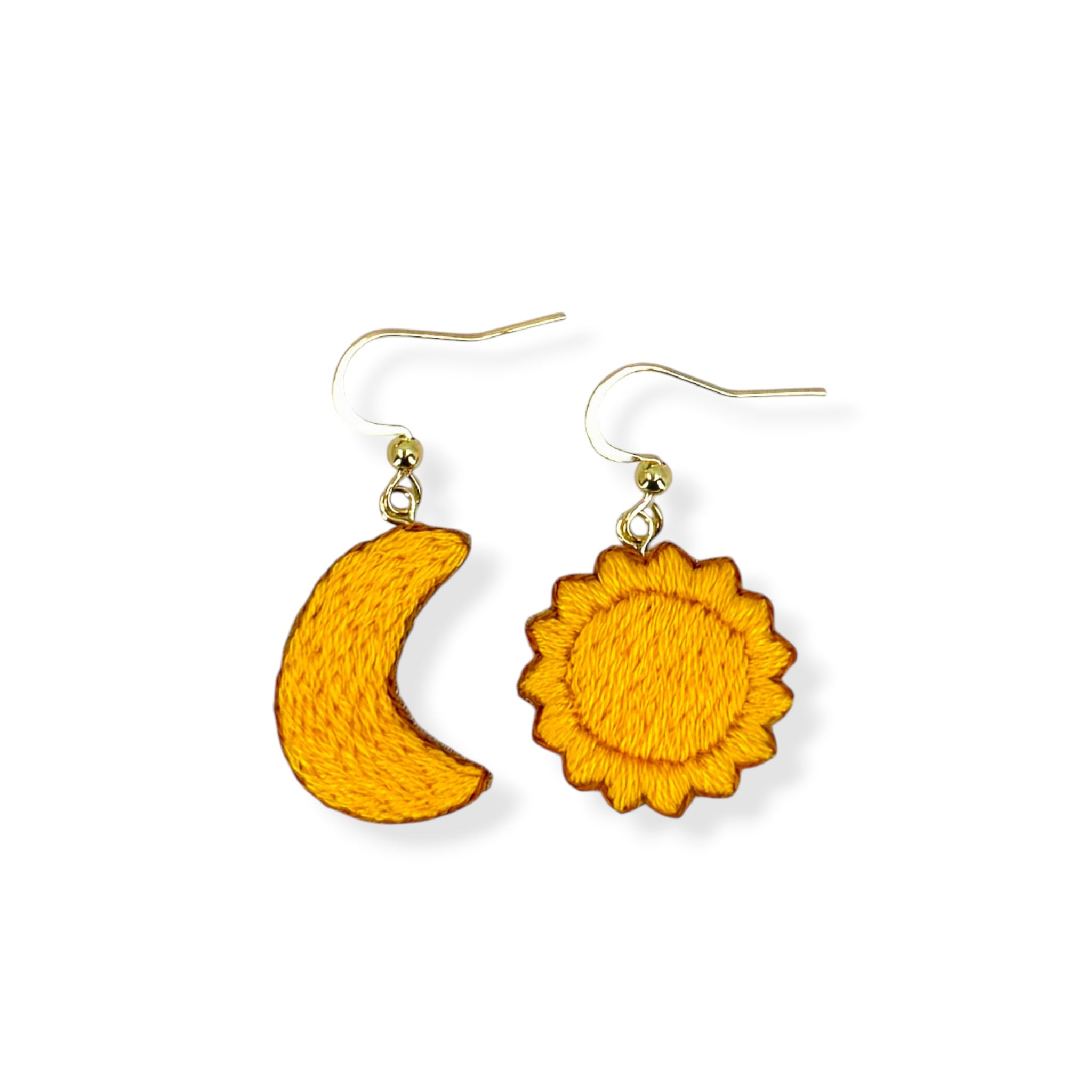 The Sun and The Moon Embroidered Earrings