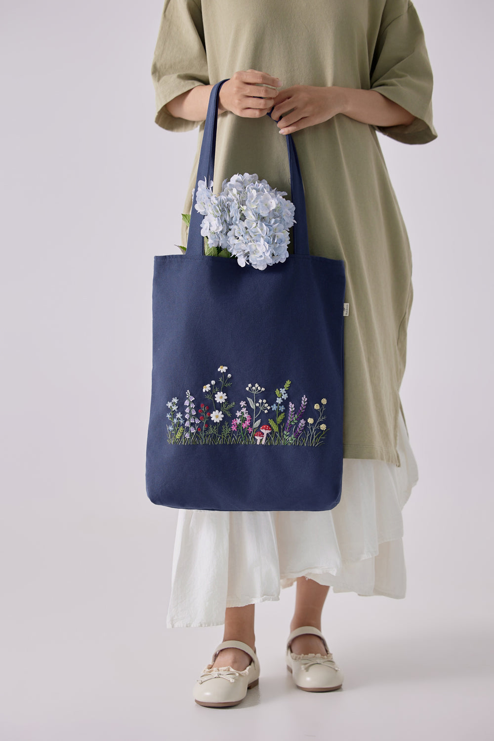 Wildflowers Garden Embroidery Tote Bag