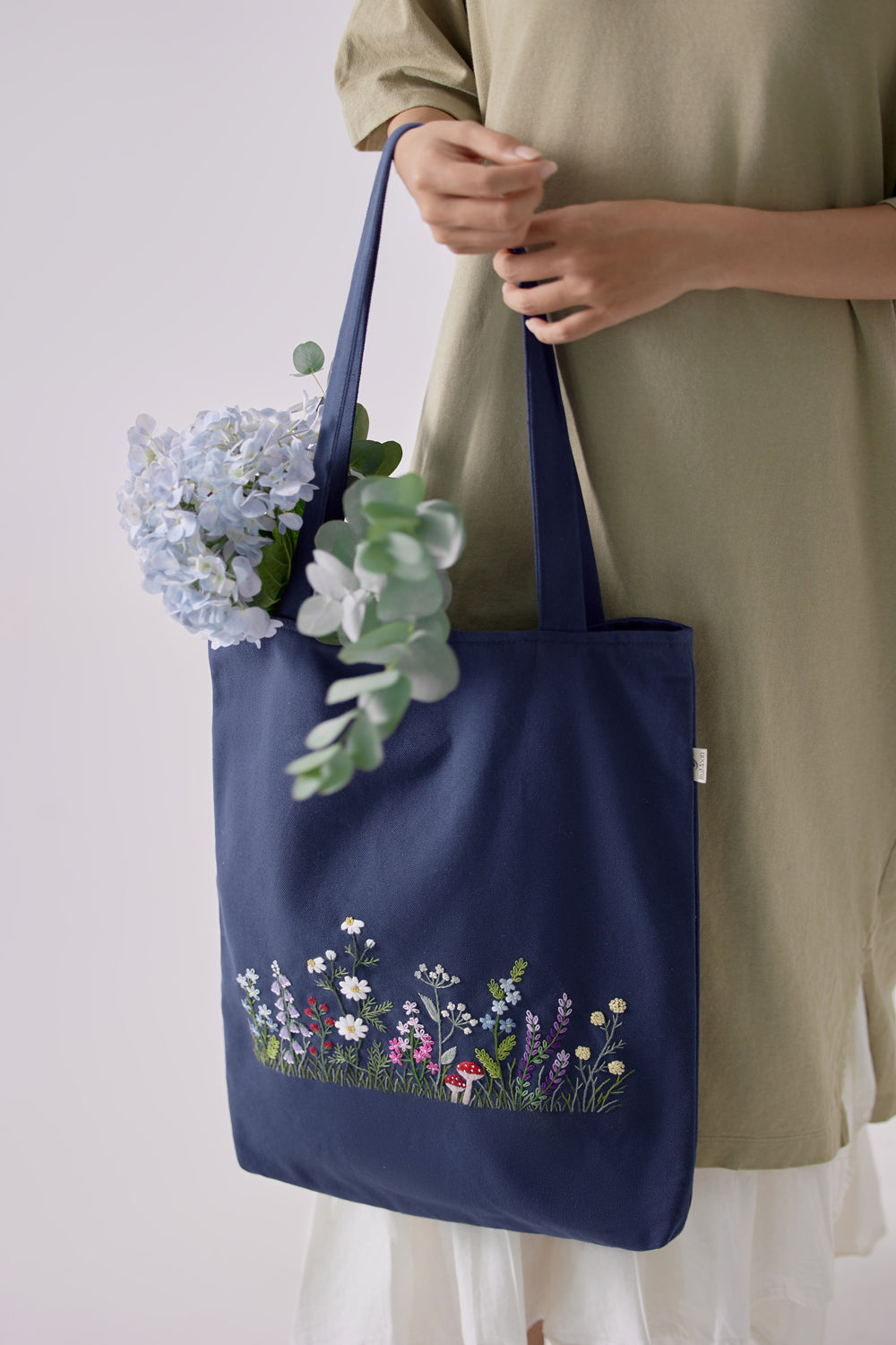 Wildflowers Garden Embroidery Tote Bag