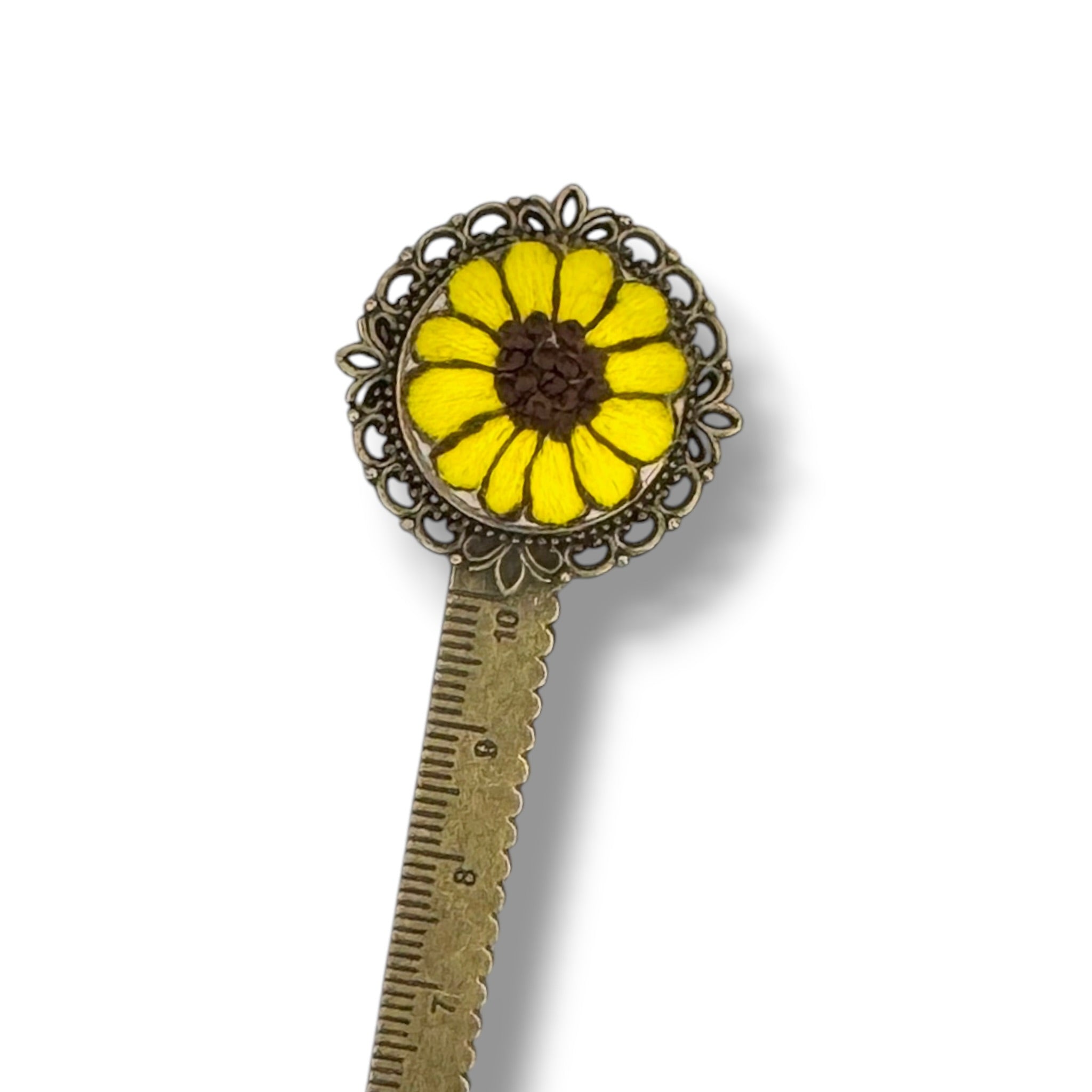 Sunflower Hand Embroidered Bookmark