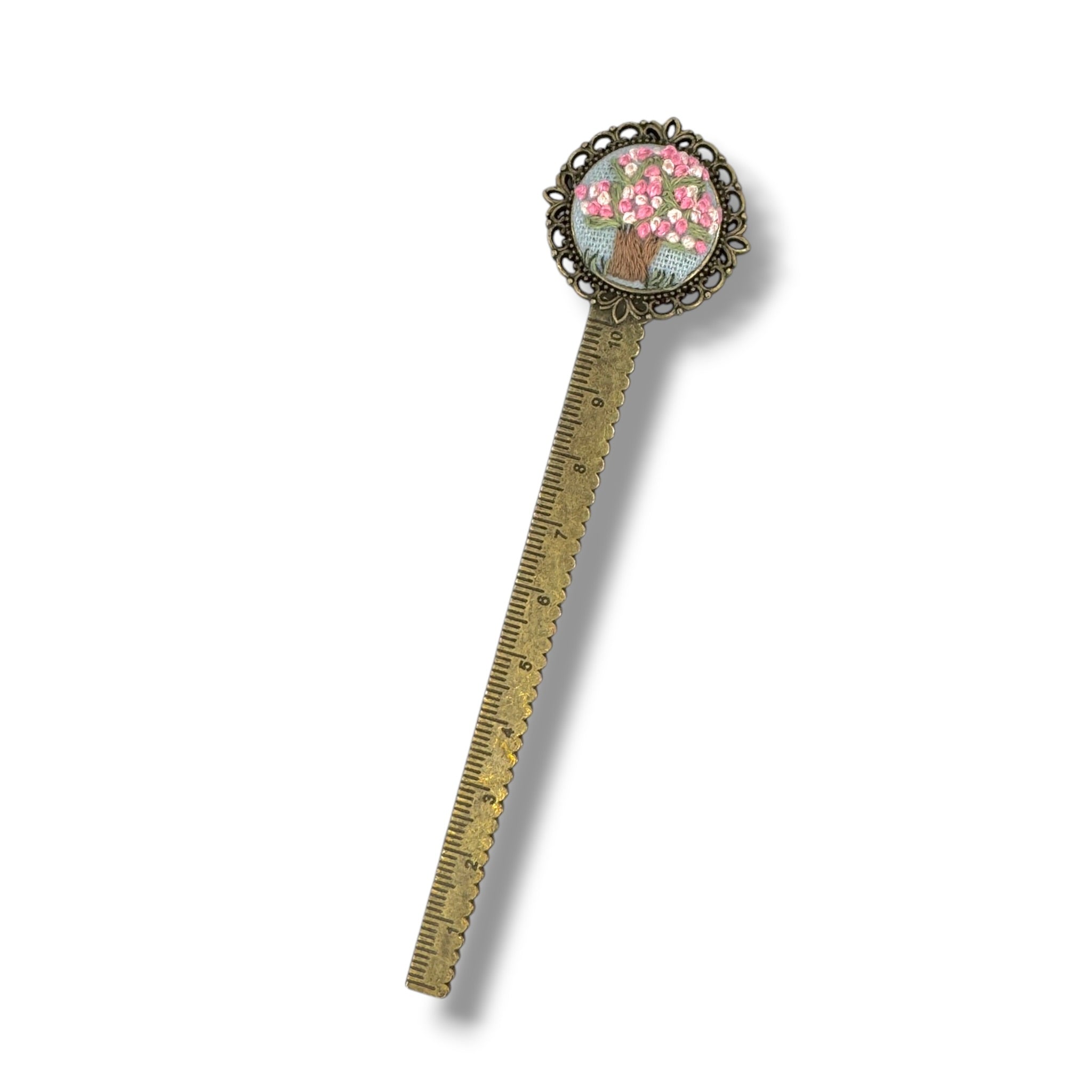 Cherry Blossoms Tree Hand Embroidered Bookmark