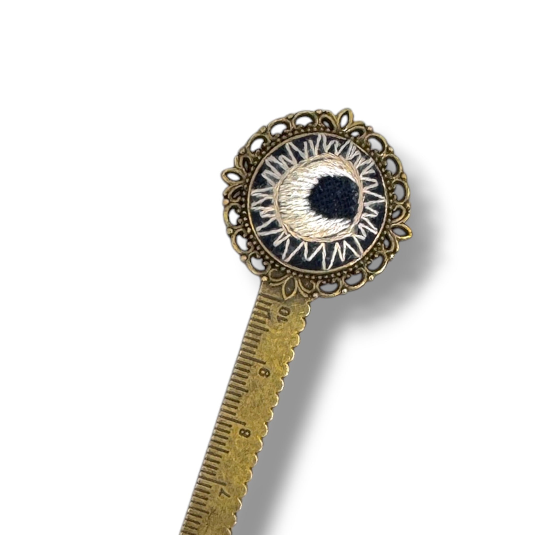 Eclipse Sun Hand Embroidered Bookmark