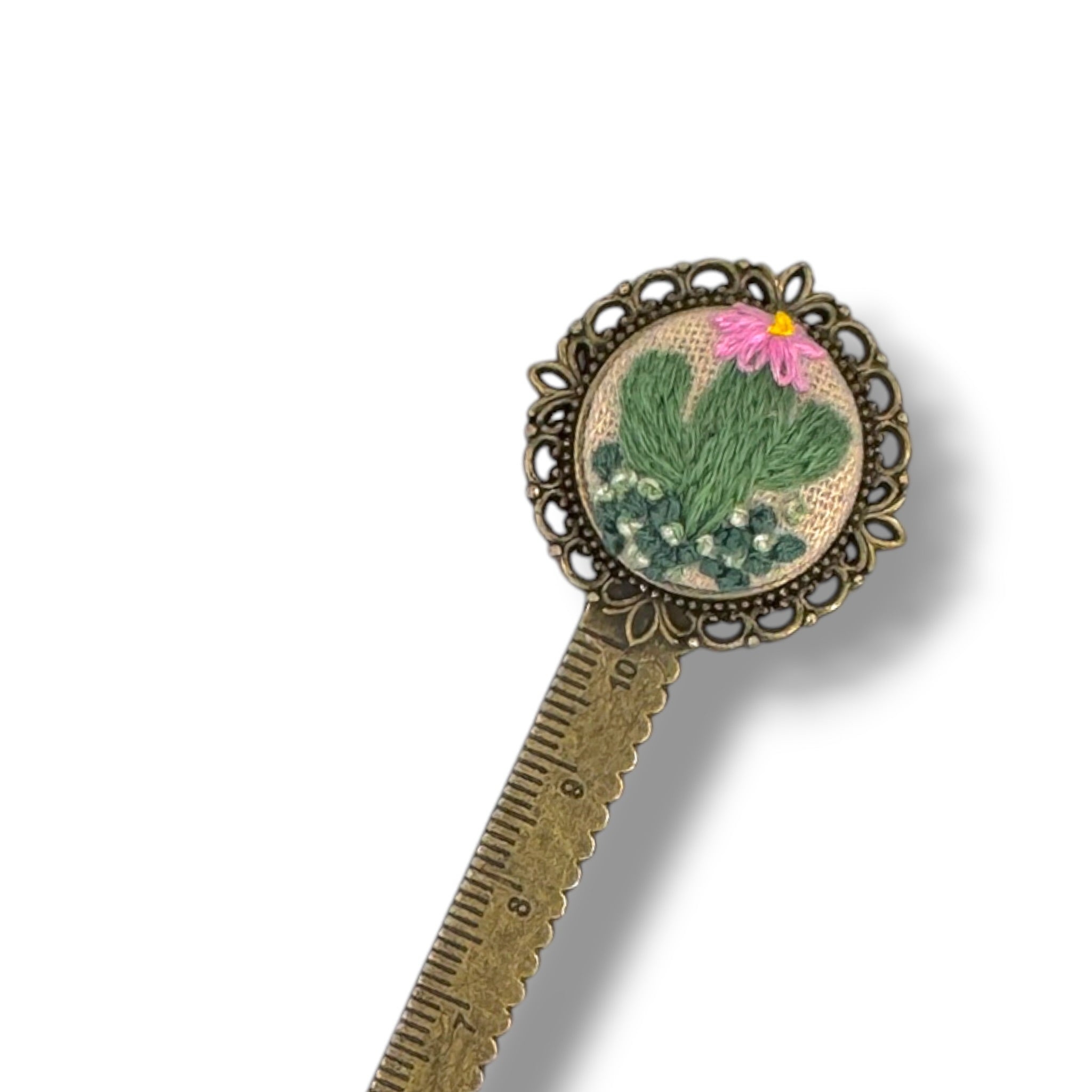 Cactus Hand Embroidered Bookmark