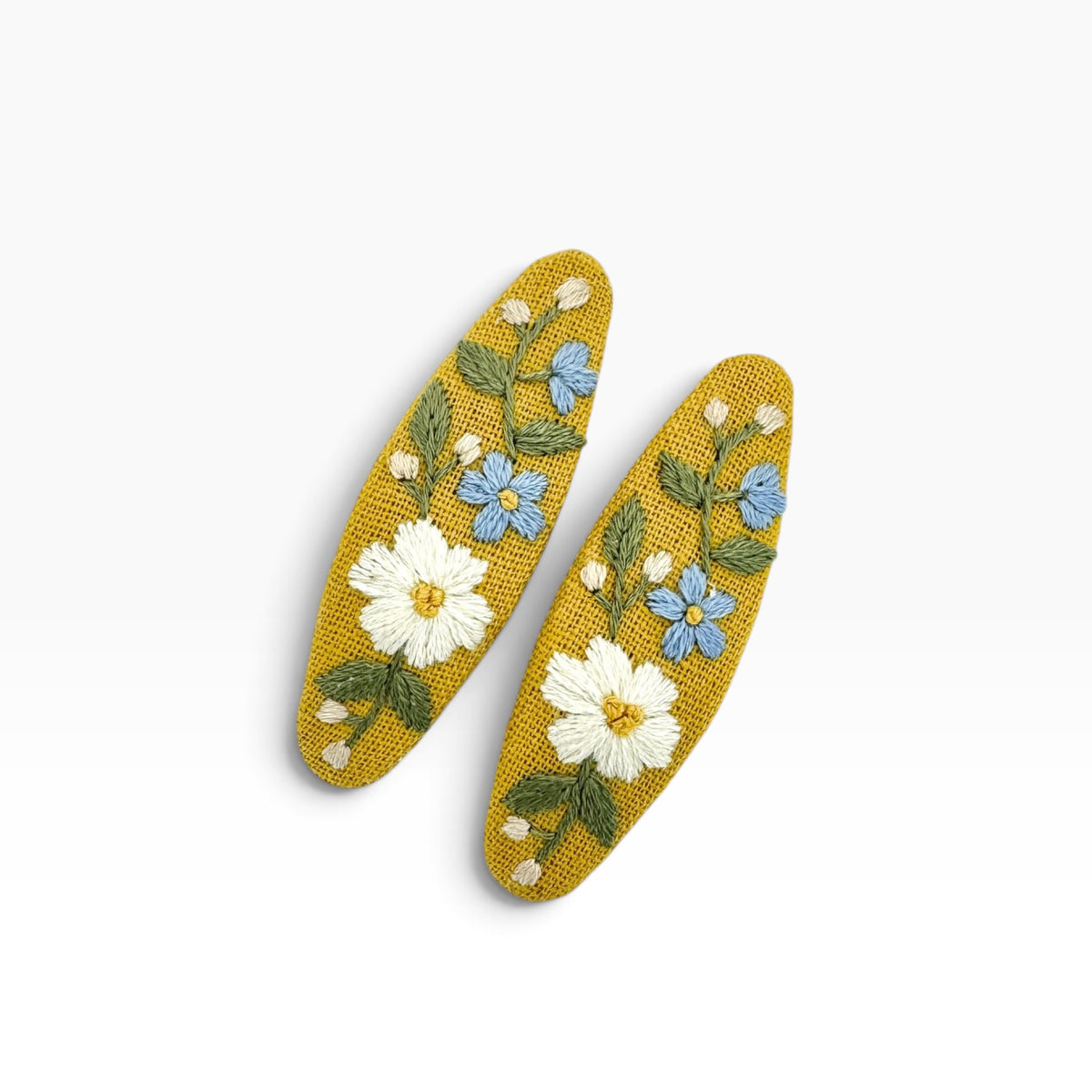 Golden Meadow Yellow Hand Embroidered Hair Clips