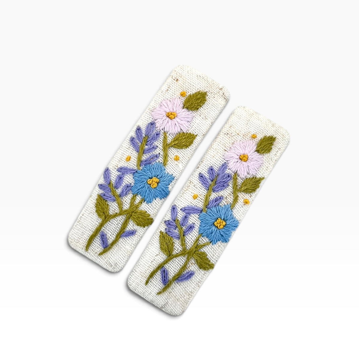 Wildflower Daydream Linen Hand Embroidered Hair Clips