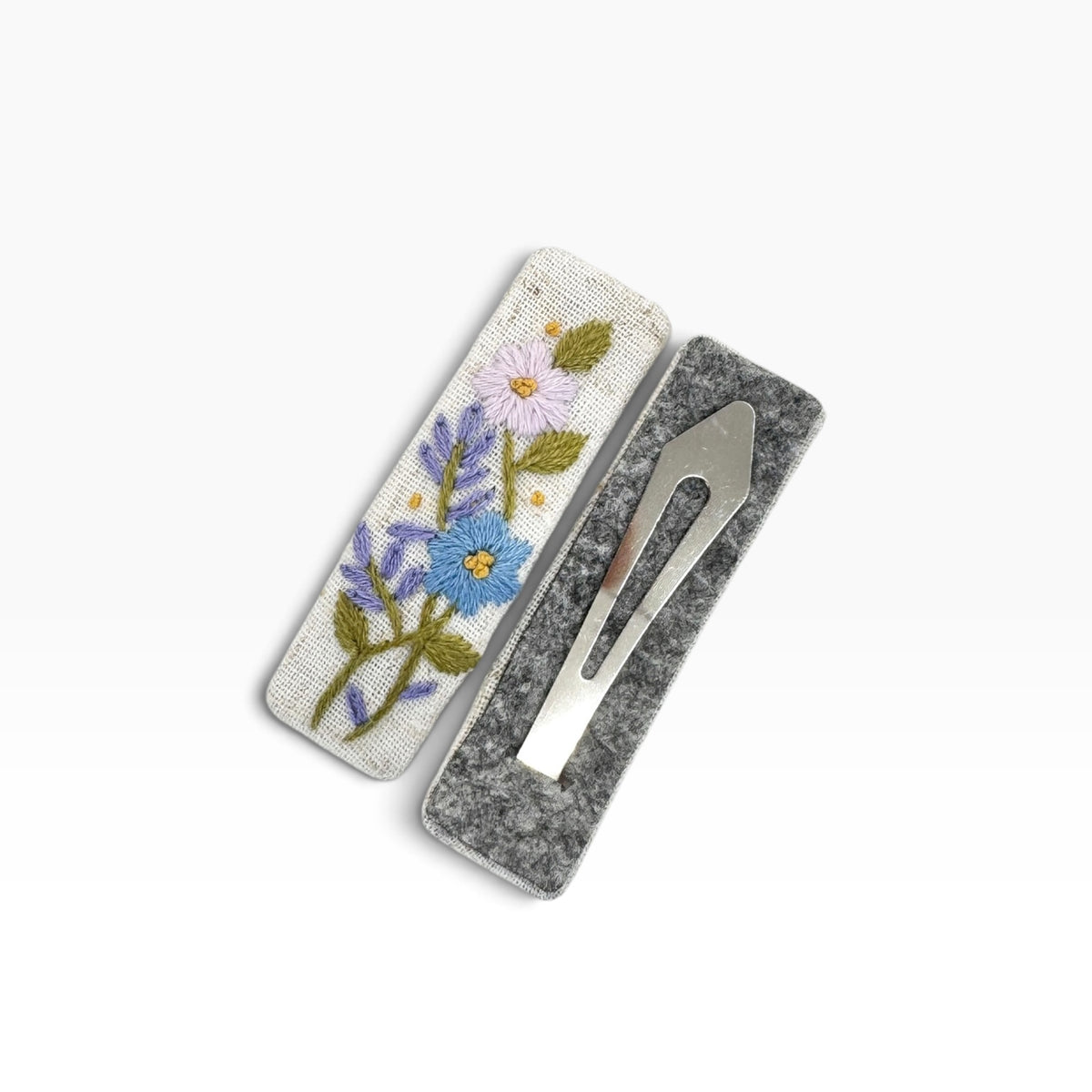 Wildflower Daydream Linen Hand Embroidered Hair Clips