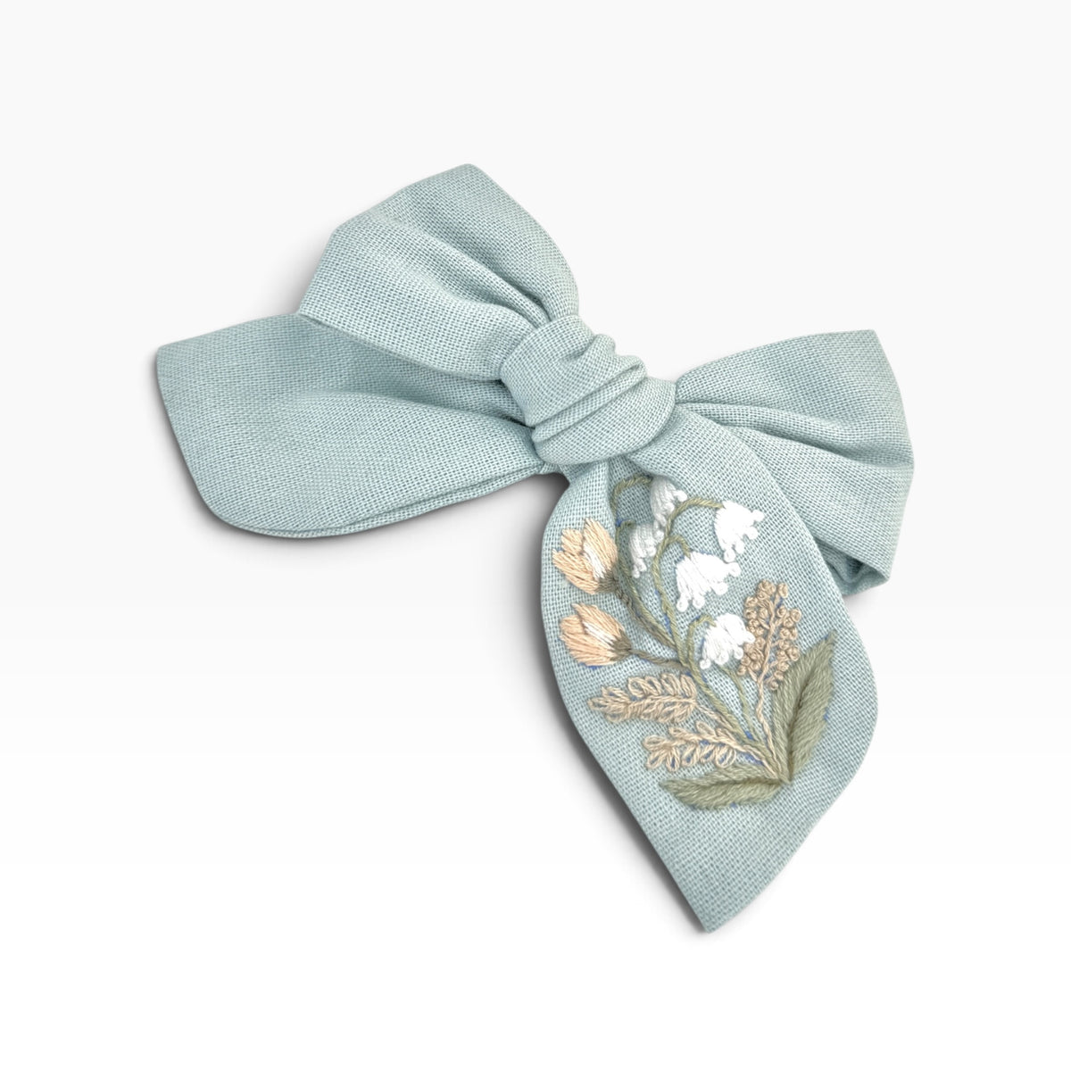 Lily Tulip Pastel Blue Embroidered Hair Bow