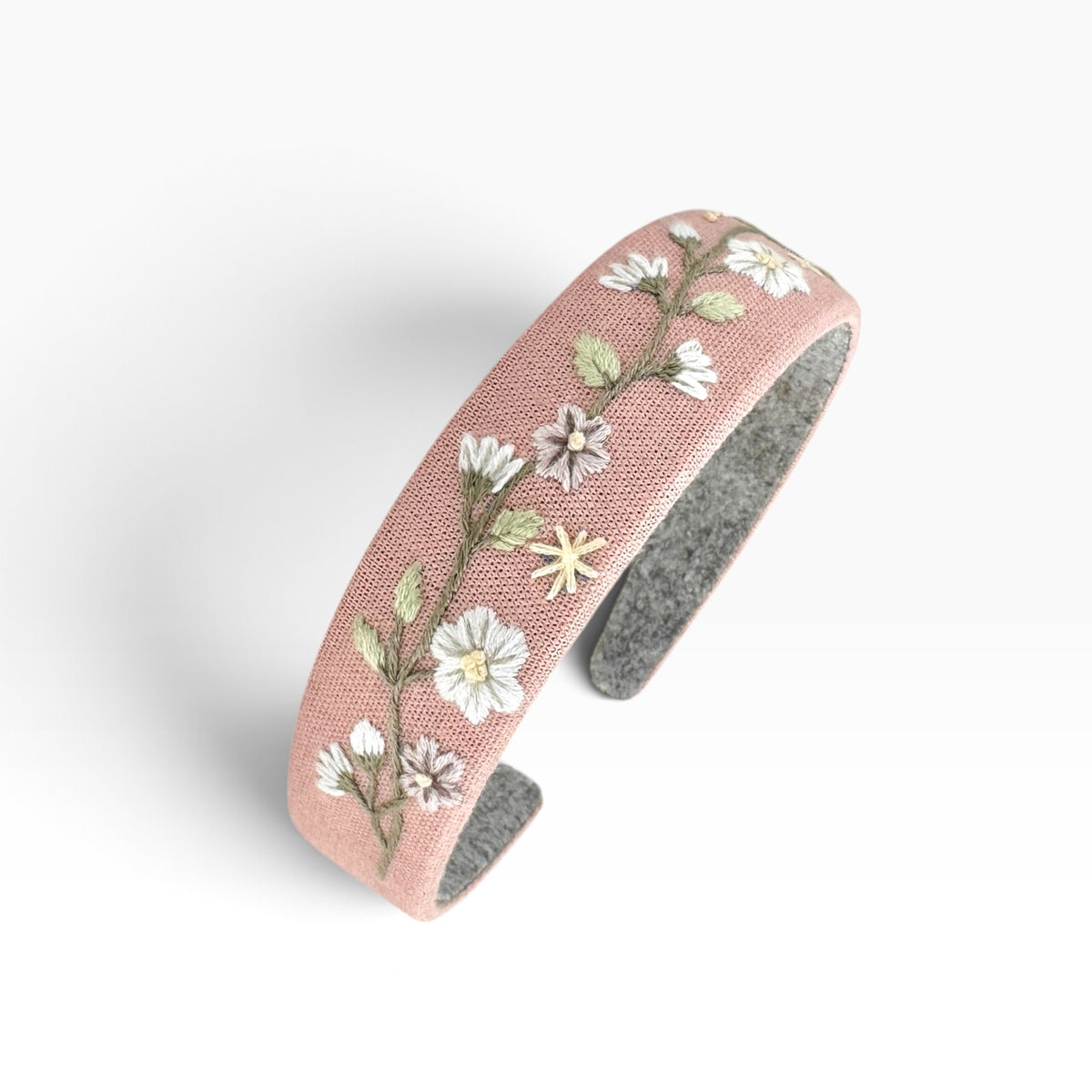 Blush Bloom Dusty Pink Hand Embroidered Headband