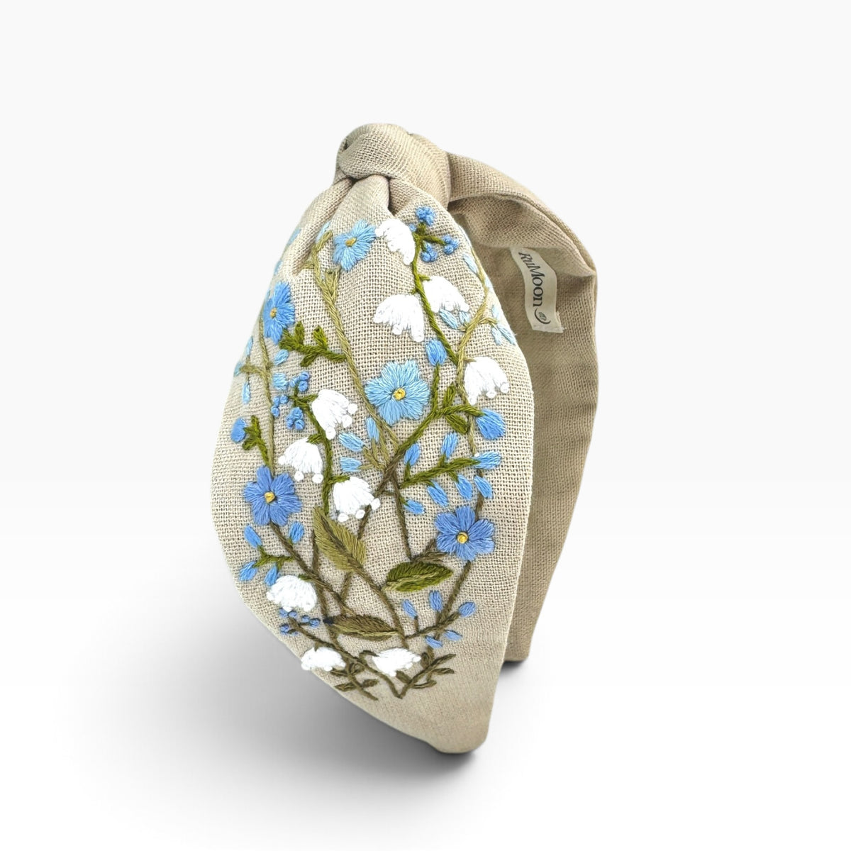 Bluebell Meadow Beige Embroidered Headband