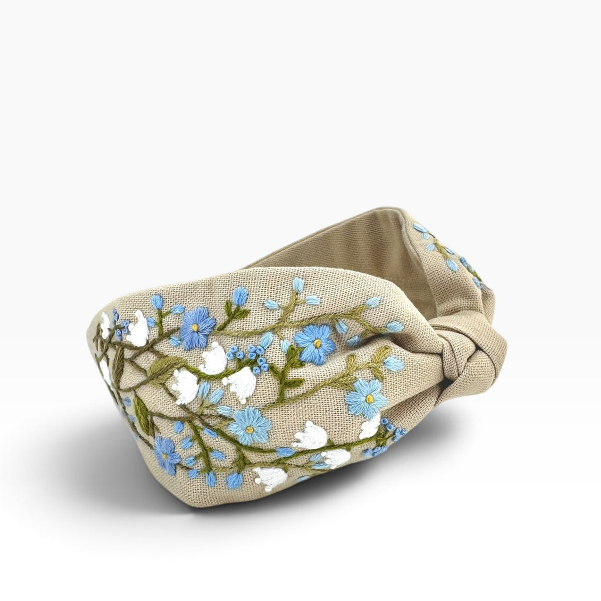 Bluebell Meadow Beige Embroidered Headband