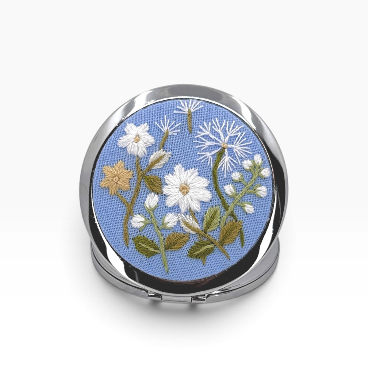 Dandelion Daisy Light Blue Compact Pocket Mirror