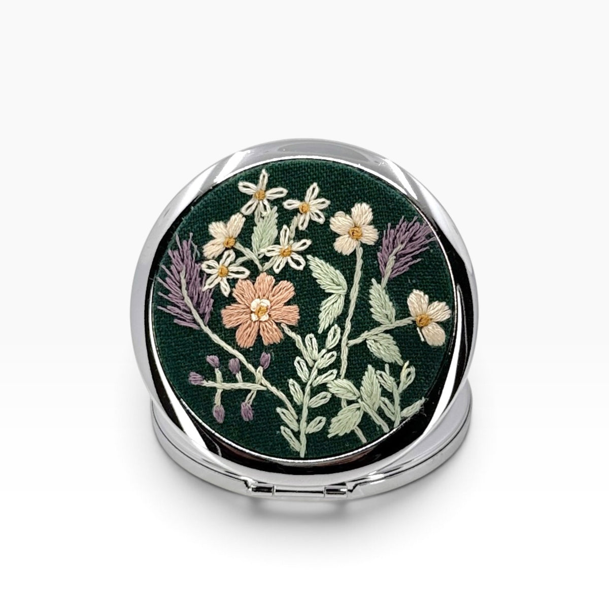 Forest Bloom Green Compact Pocket Mirror