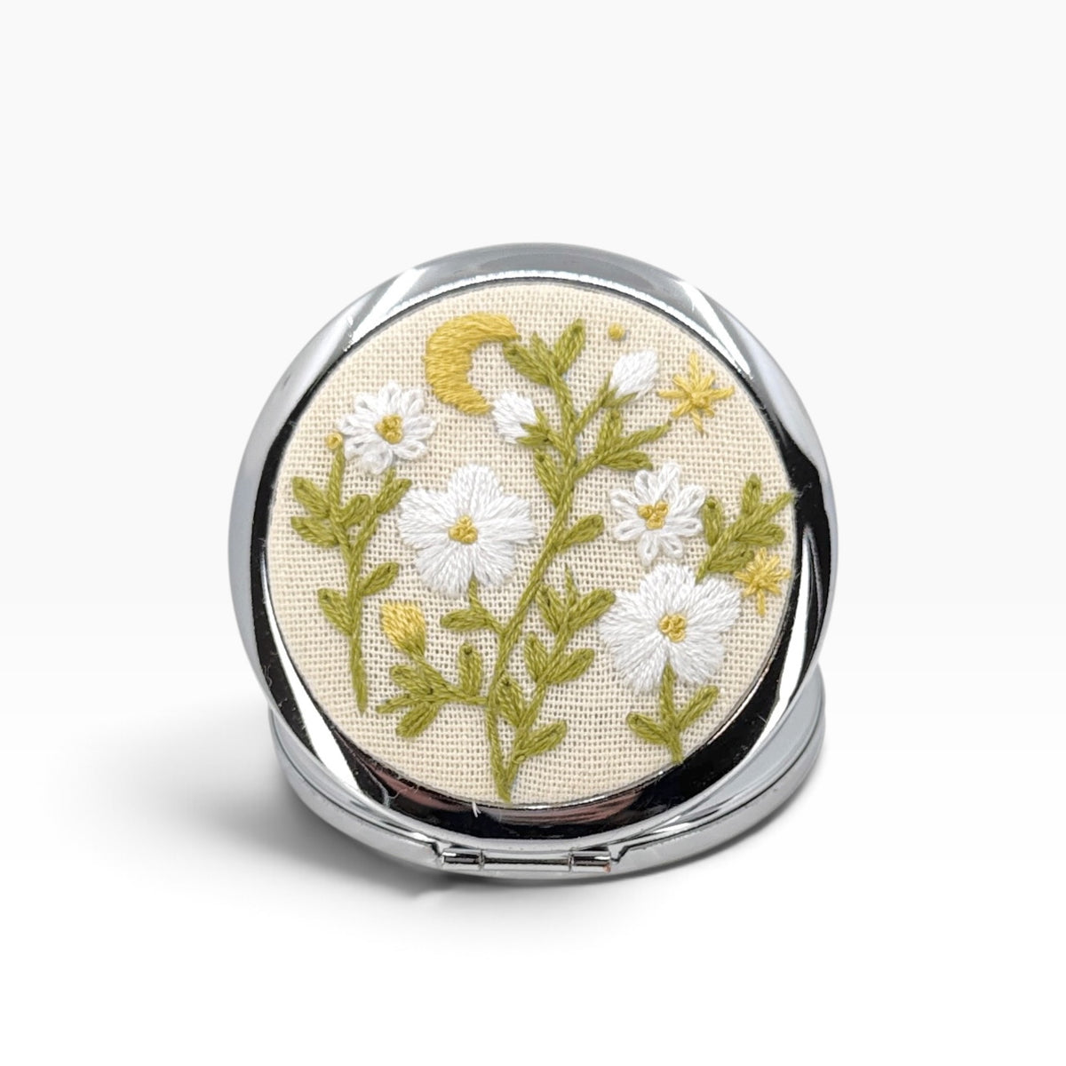 Moonlit Meadow Beige Compact Pocket Mirror