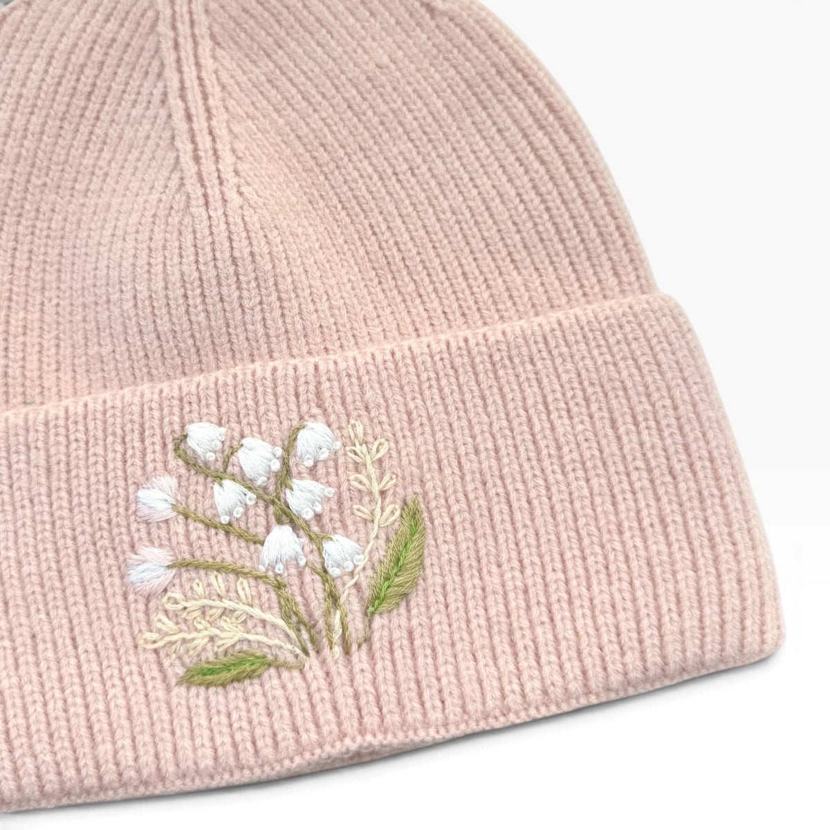 Lily of the Valley Pastel Pink Beanie Winter Hat