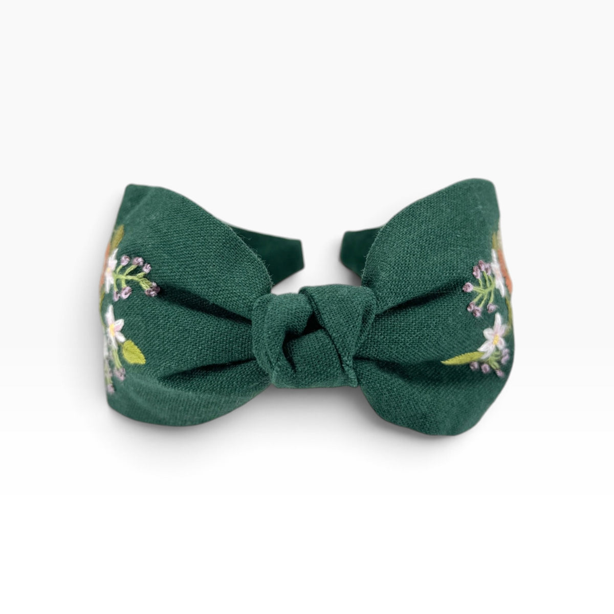 Emerald Bloom Green Embroidered Headband