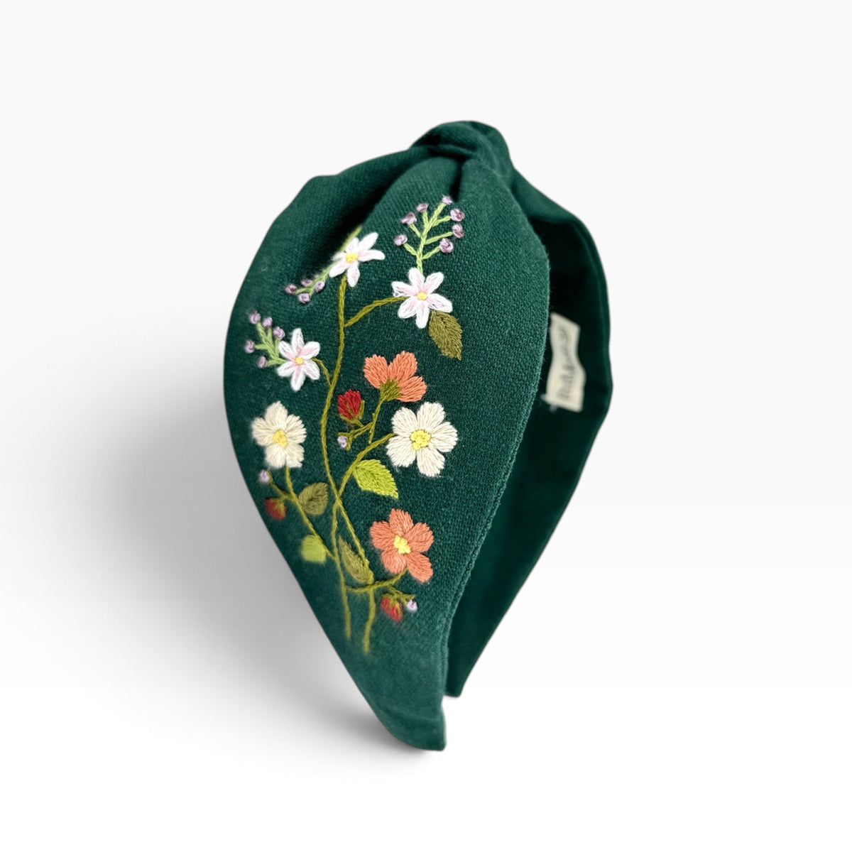 Emerald Bloom Green Embroidered Headband
