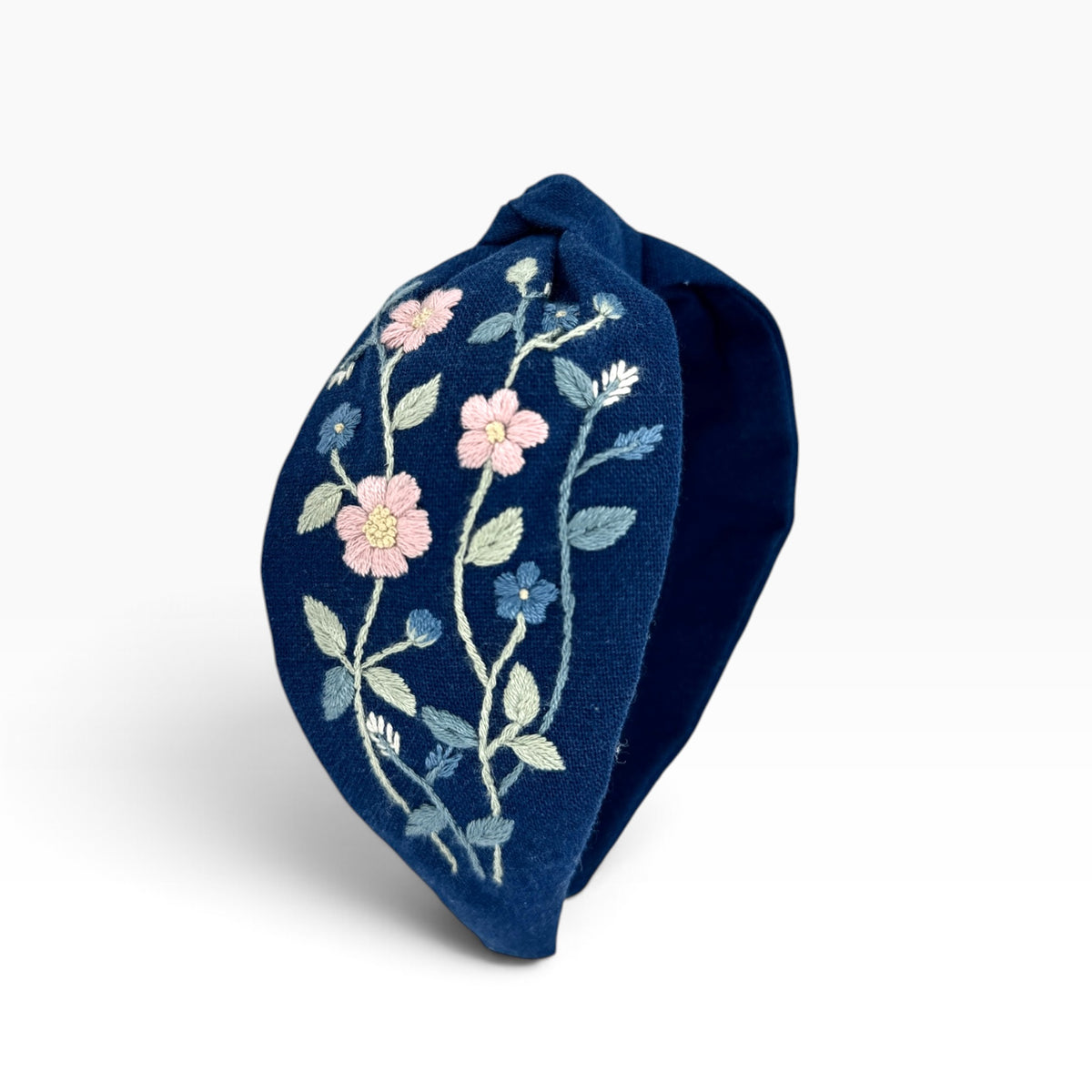Classic Navy Embroidered Headband