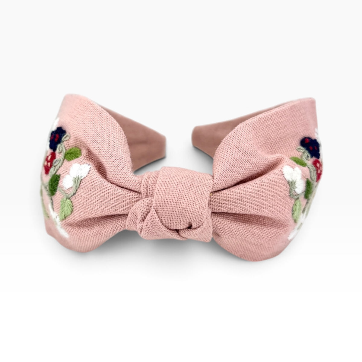 Wild Berries Floral Pink Embroidered Headband