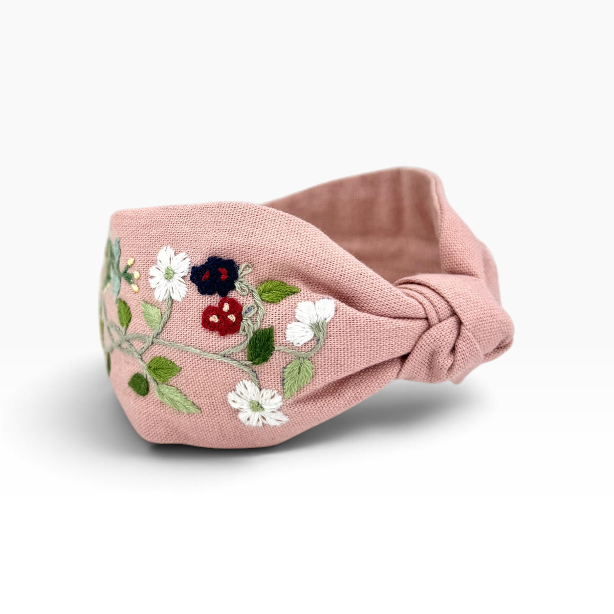 Wild Berries Floral Pink Embroidered Headband