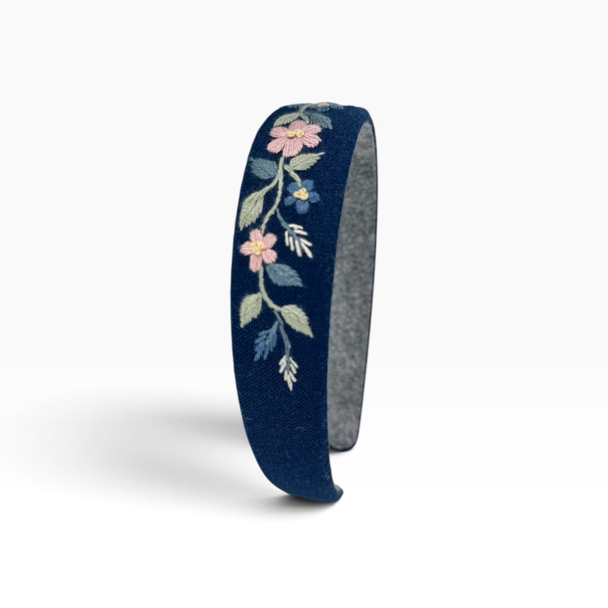 Classic Navy Hand Embroidered Headband