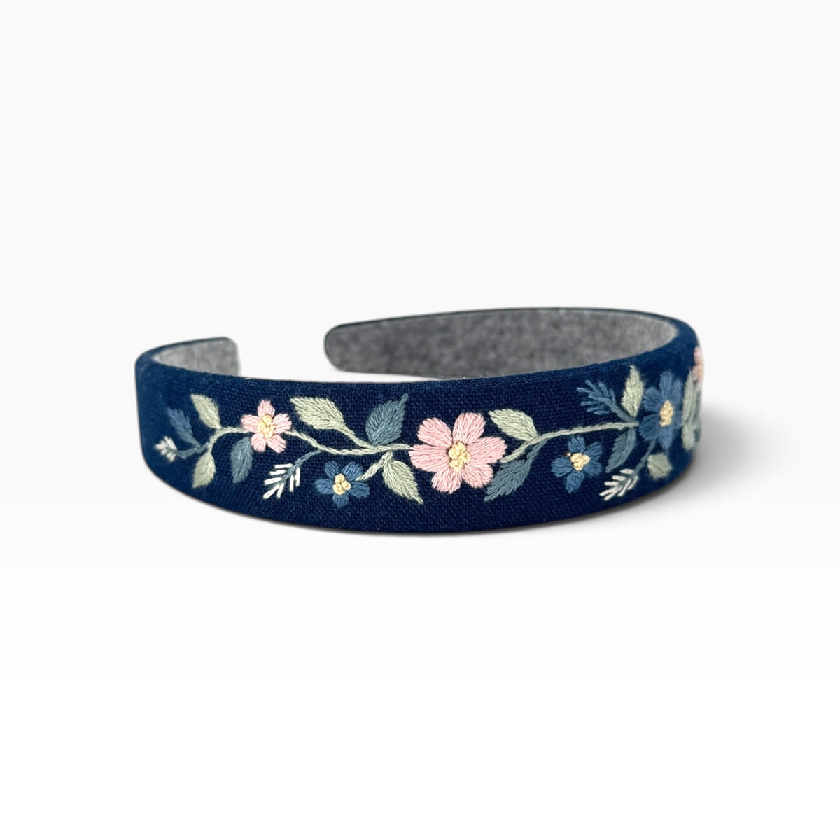 Classic Navy Hand Embroidered Headband