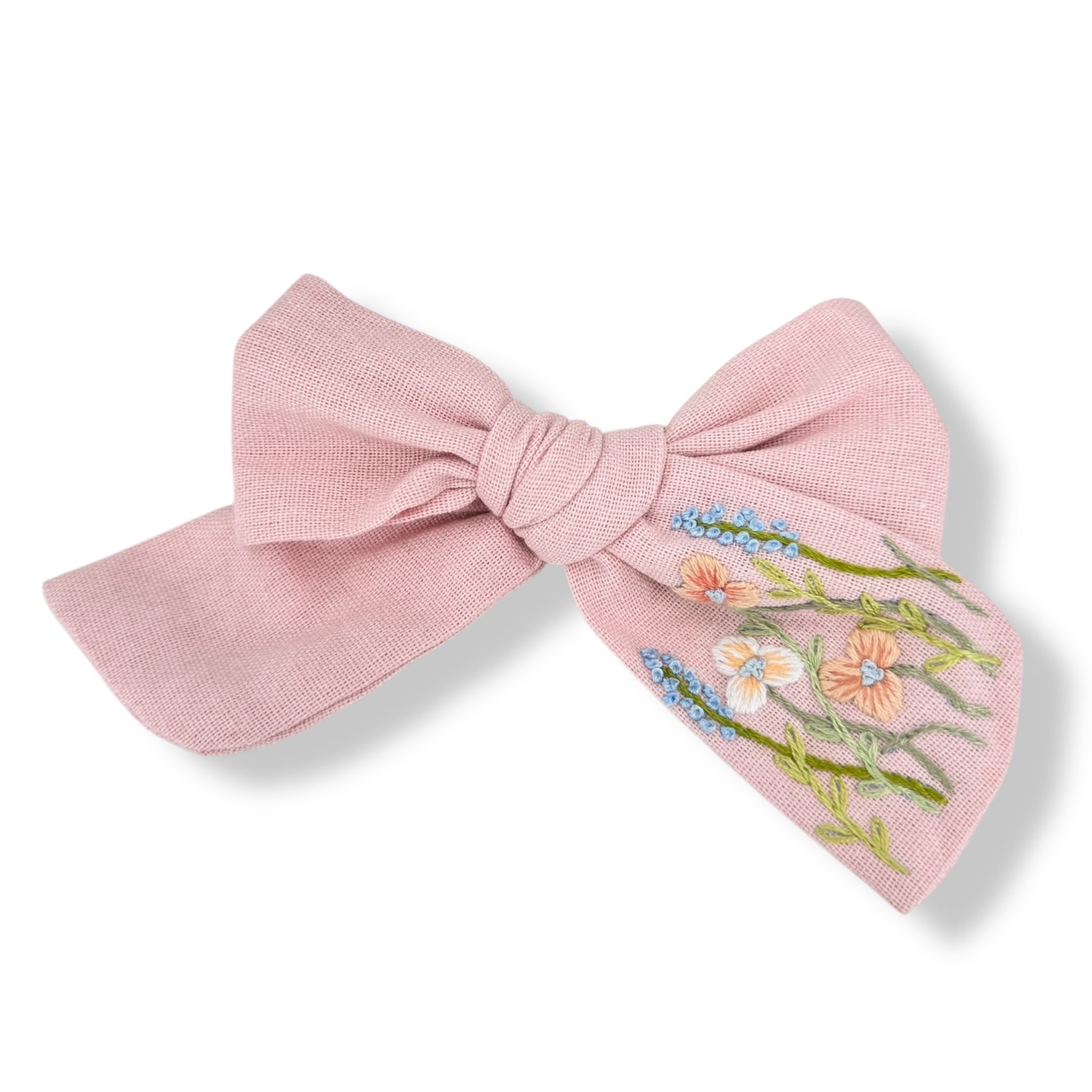 Blush Bloom Hand Embroidered Hairbow