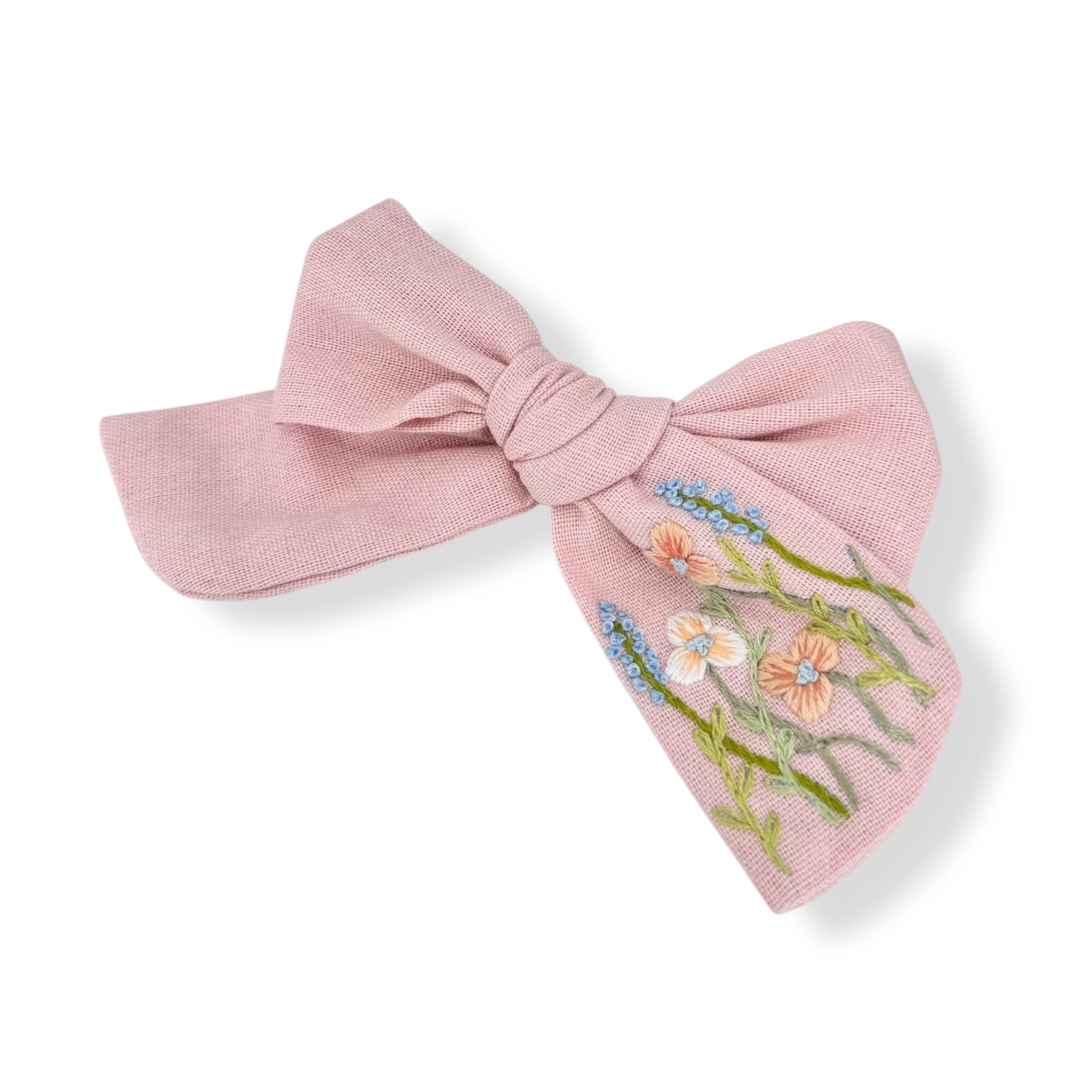 Blush Bloom Hand Embroidered Hairbow