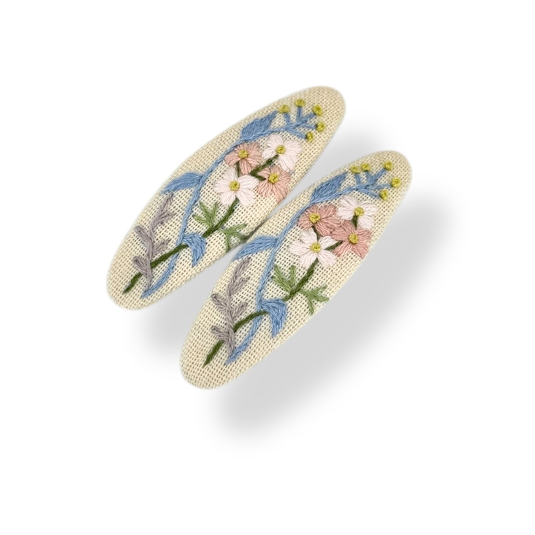 Blush Beige Hand Embroidered Hair Clips