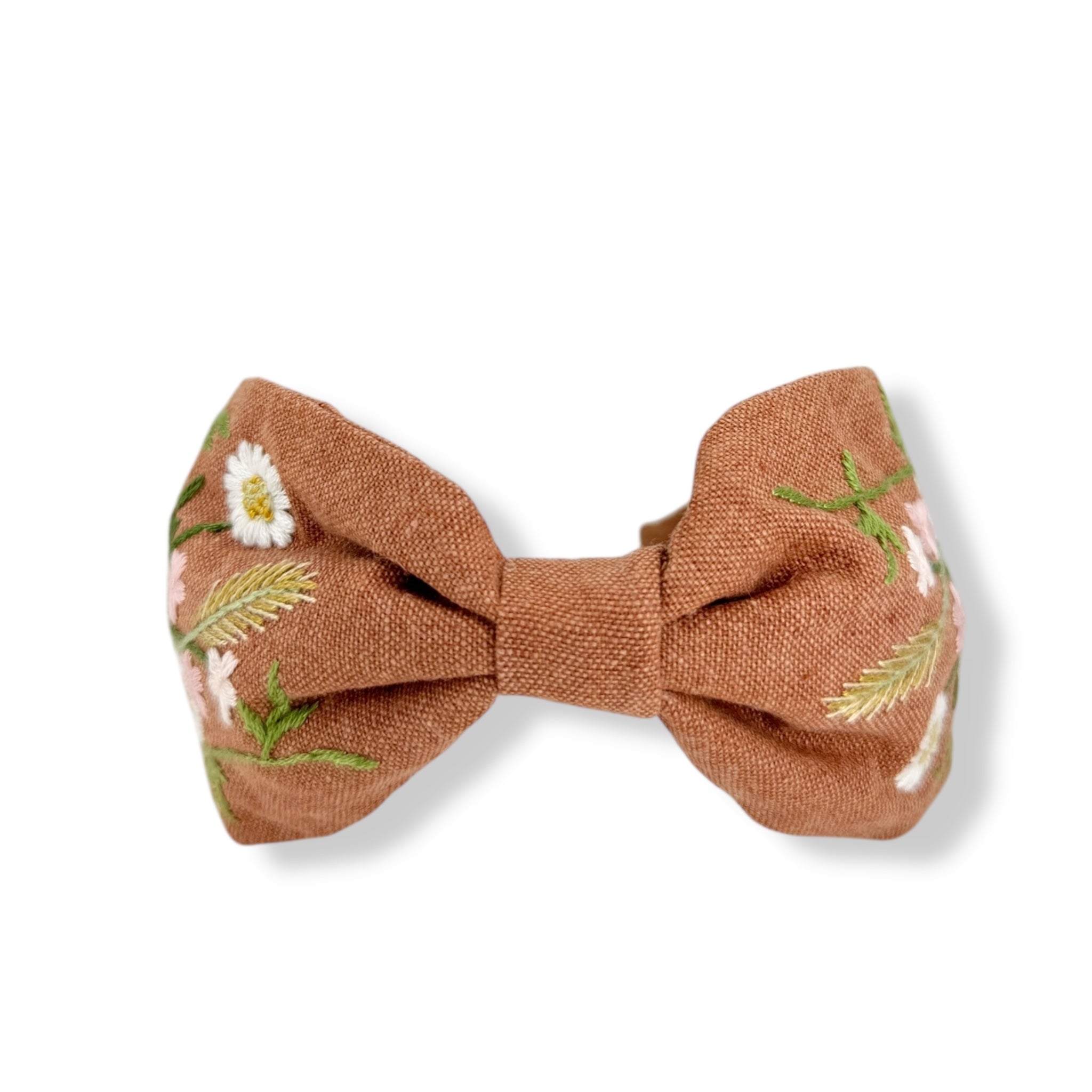 Daisy Meadow Light Brown Embroidered Headband