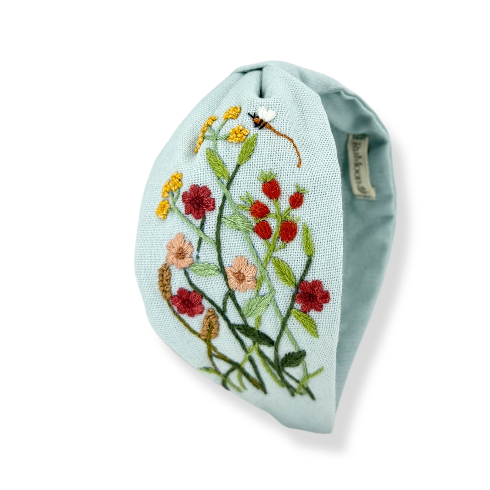 Blush Bloom Blue Embroidered Headband