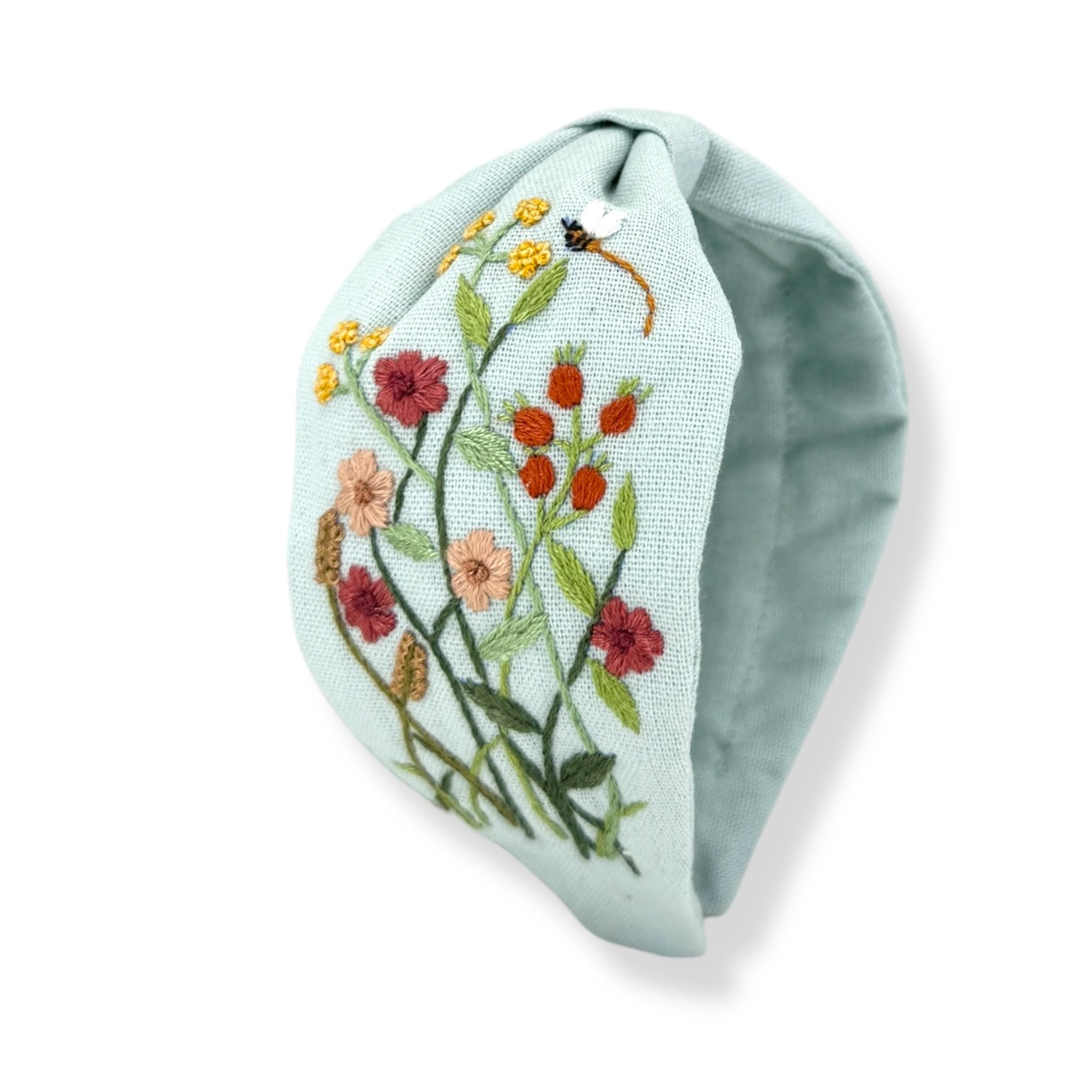 Blush Bloom Blue Embroidered Headband