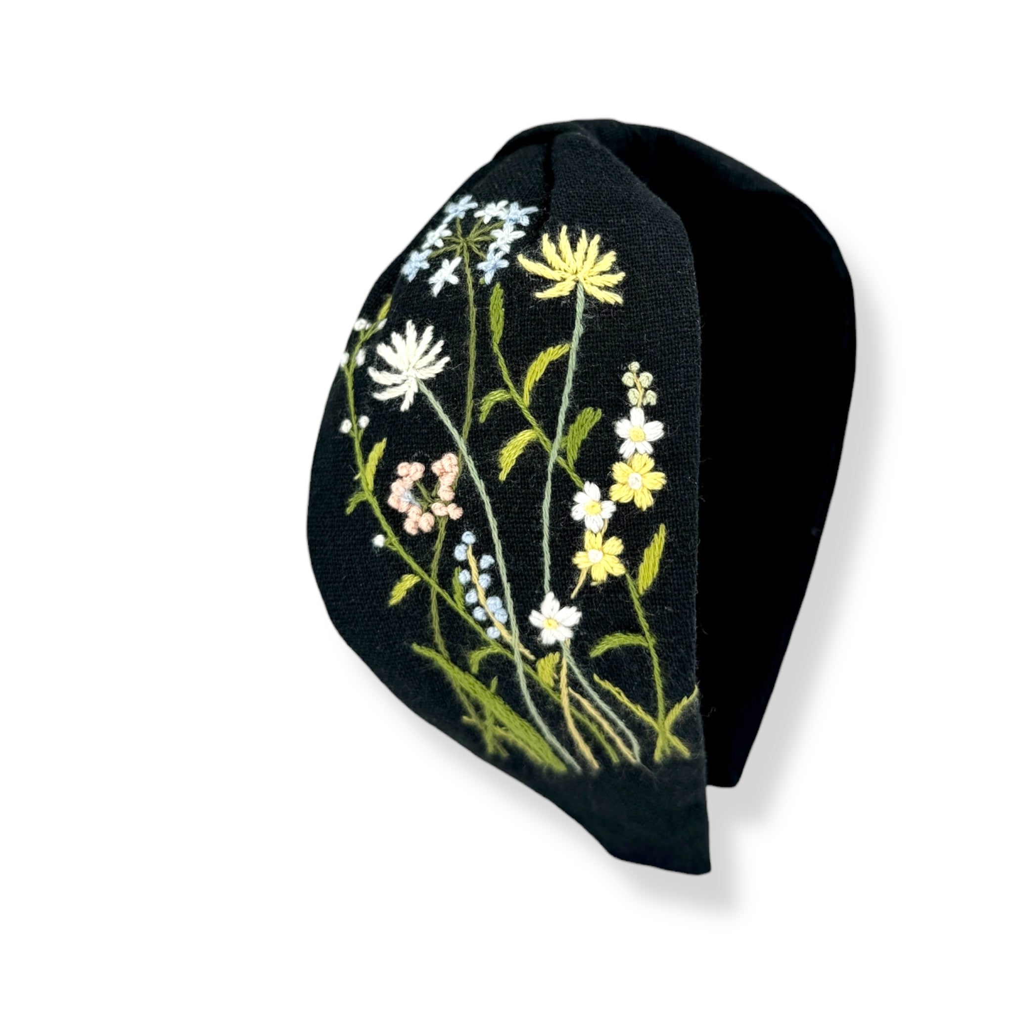 Midnight Bloom Embroidered Headband