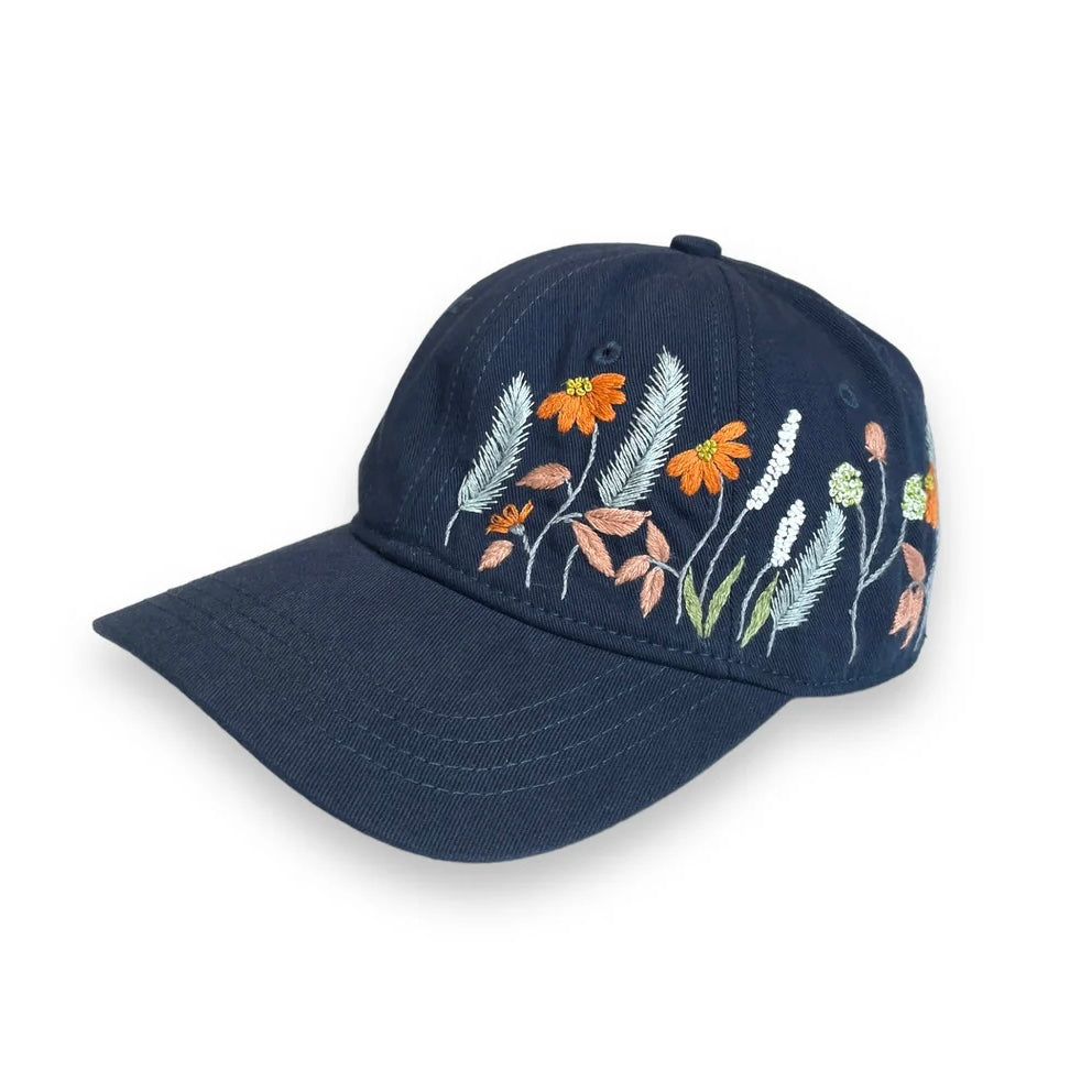 Deep Blue Embroidered Cap