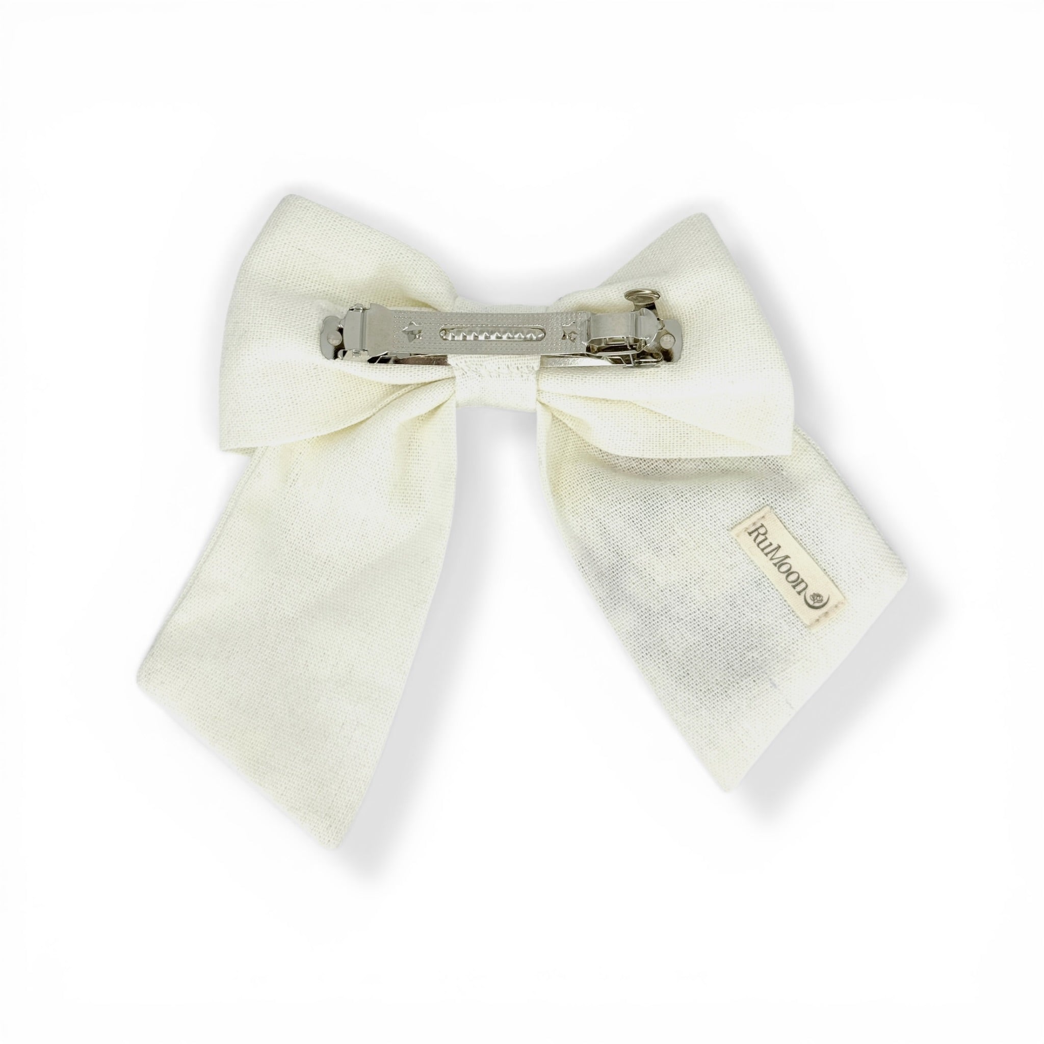 Off White Wildflower Embroidered Hairbow Barrette