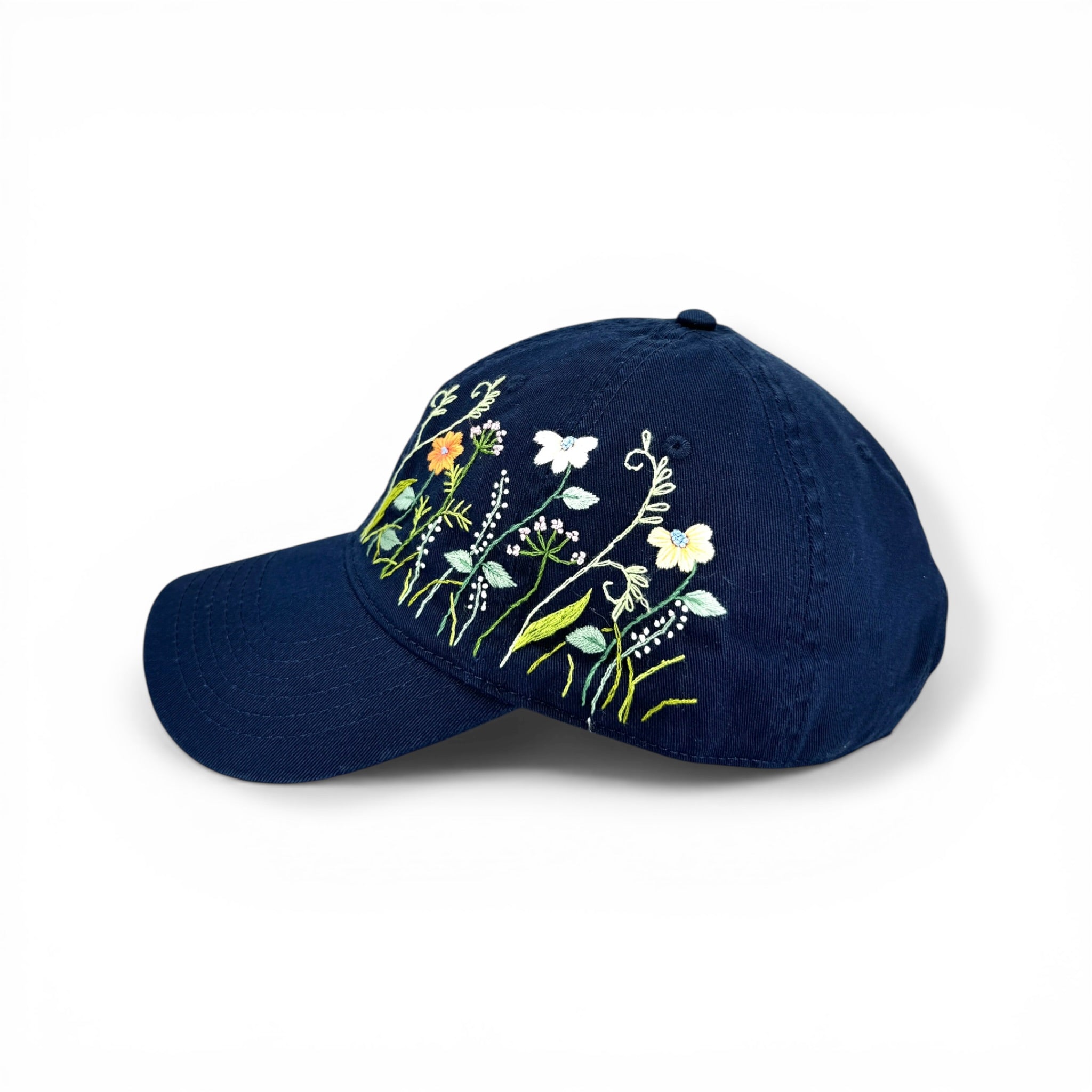 Botanical Deep Blue Embroidered Cap