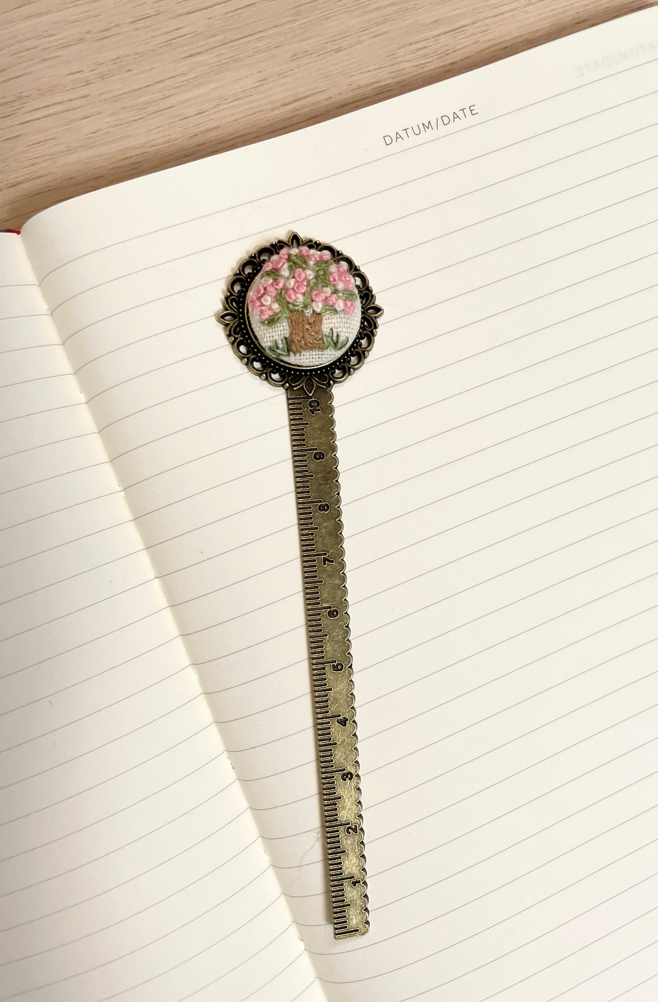 Cherry Blossom Breeze Embroidered Bookmark