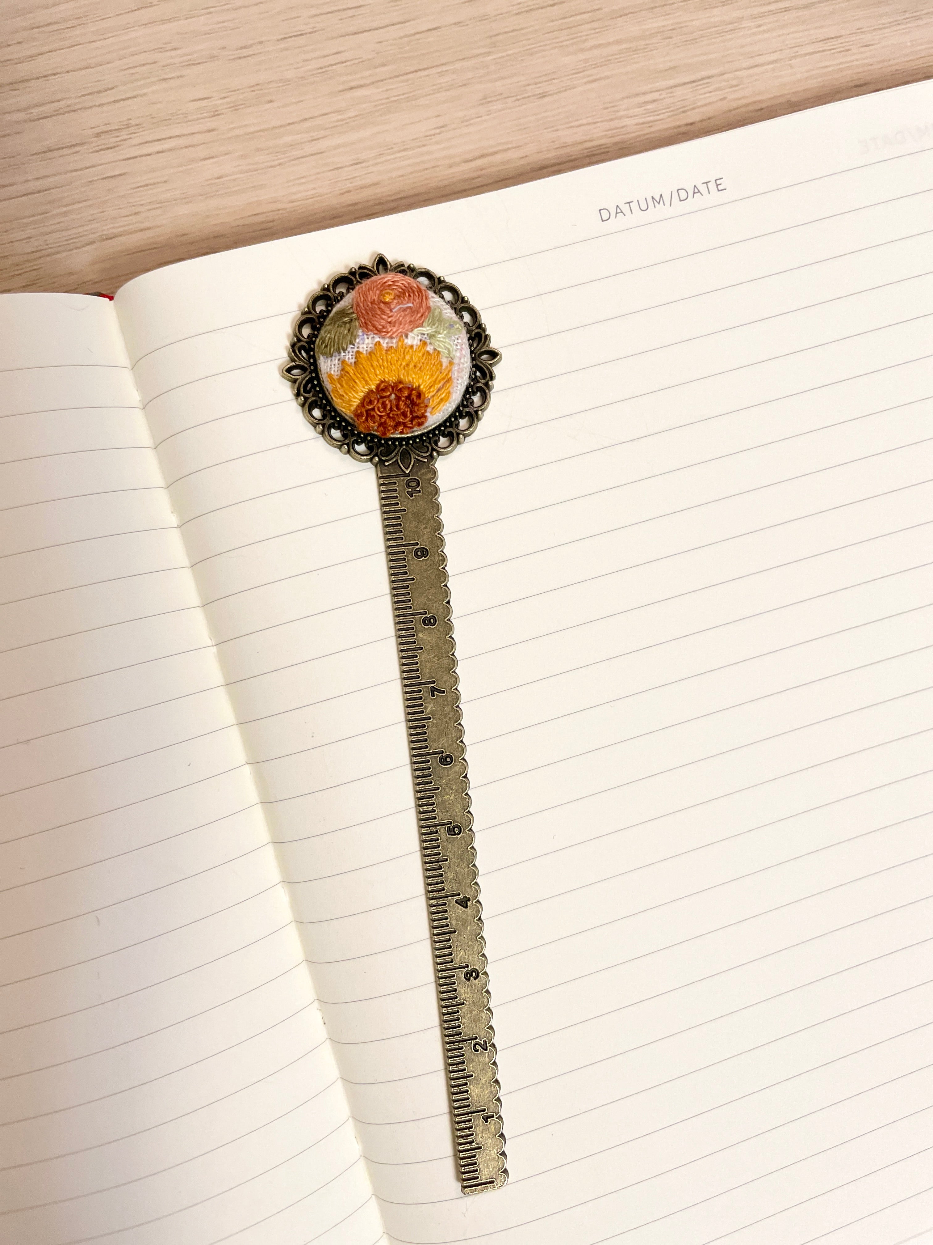 Floral Harmony Embroidered Bookmark