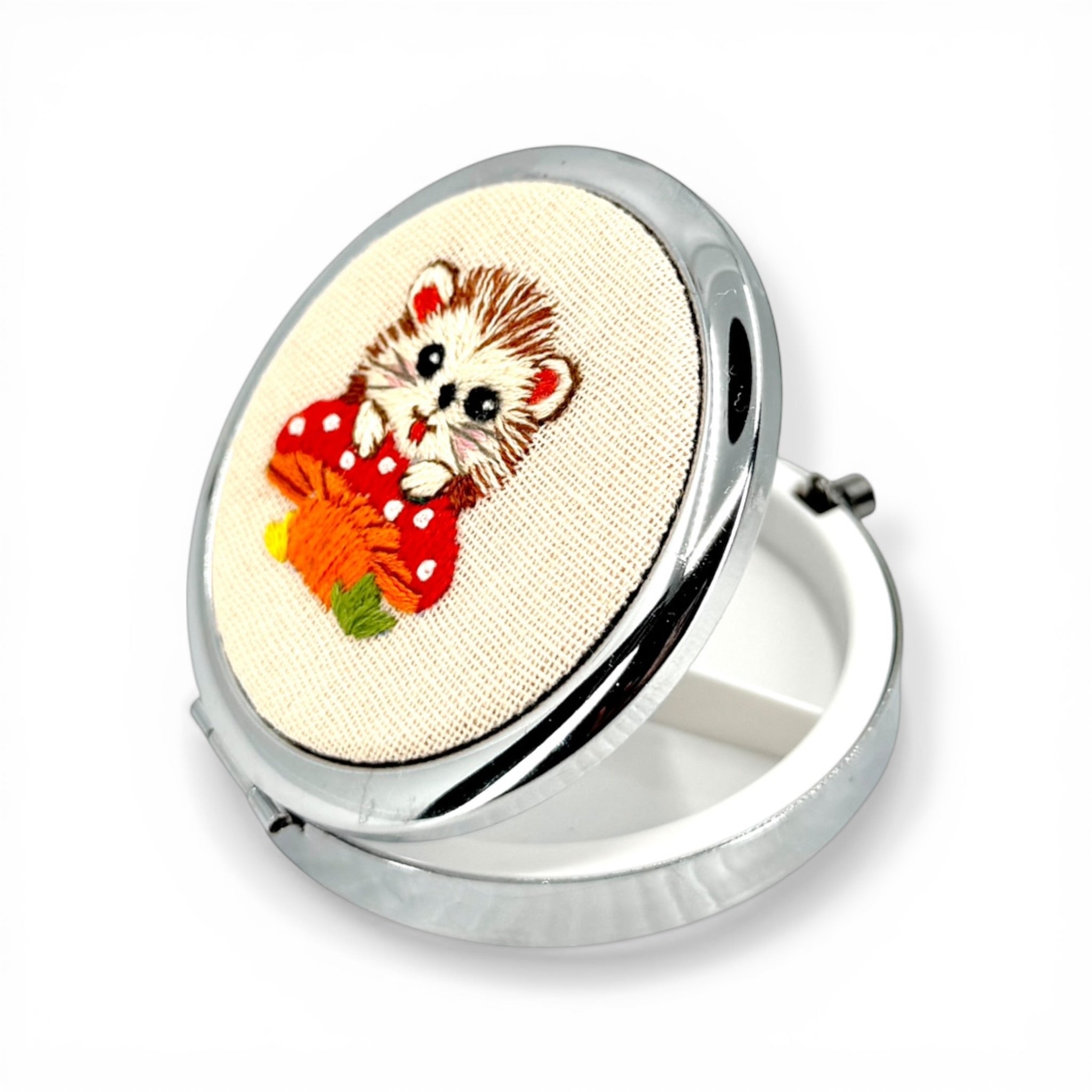Happy Hedgehog Compact Pocket Jewelry Case
