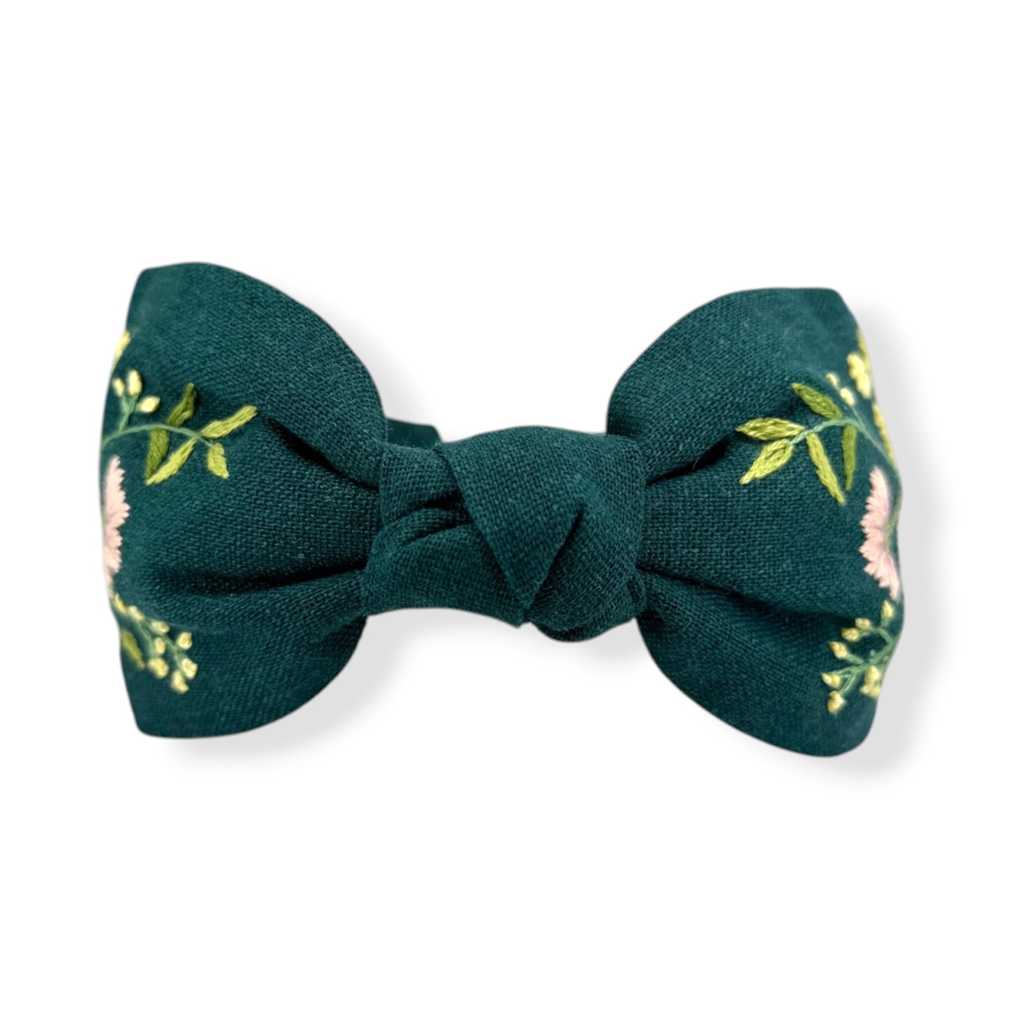 Forest Muse Embroidered Dark Green Knot Headband