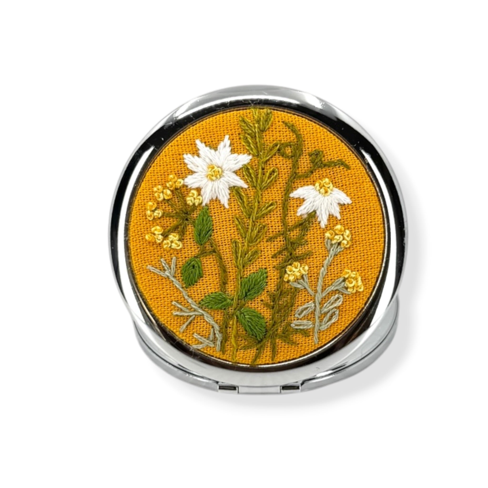 Daisy Yellow Compact Pocket Mirror