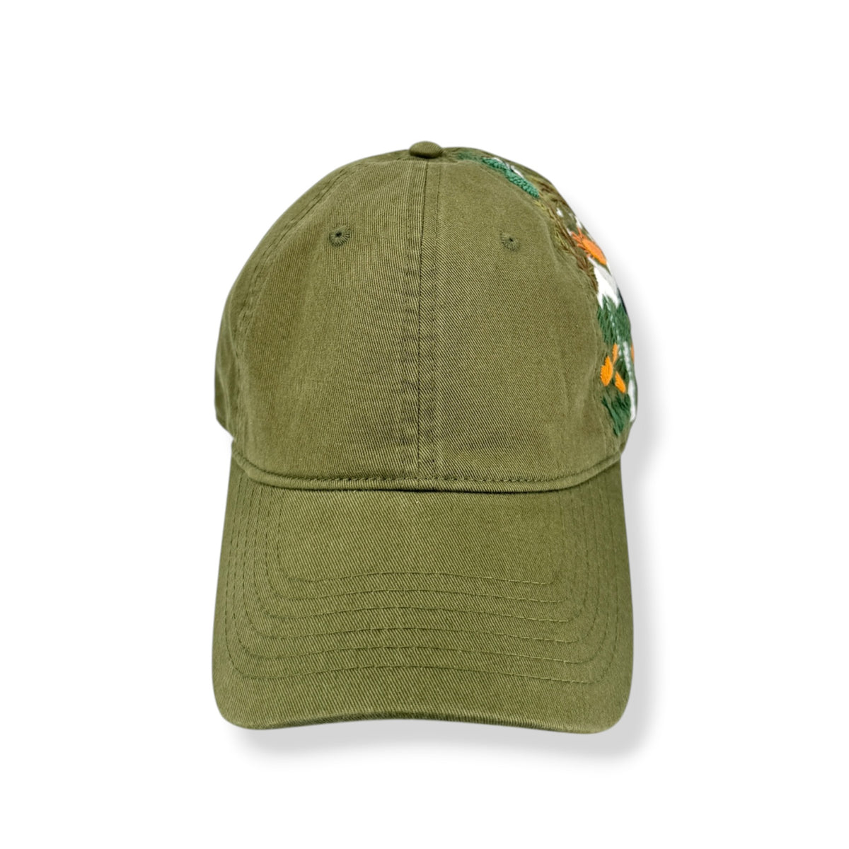 Mountain Trail Embroidered Olive Green Cap