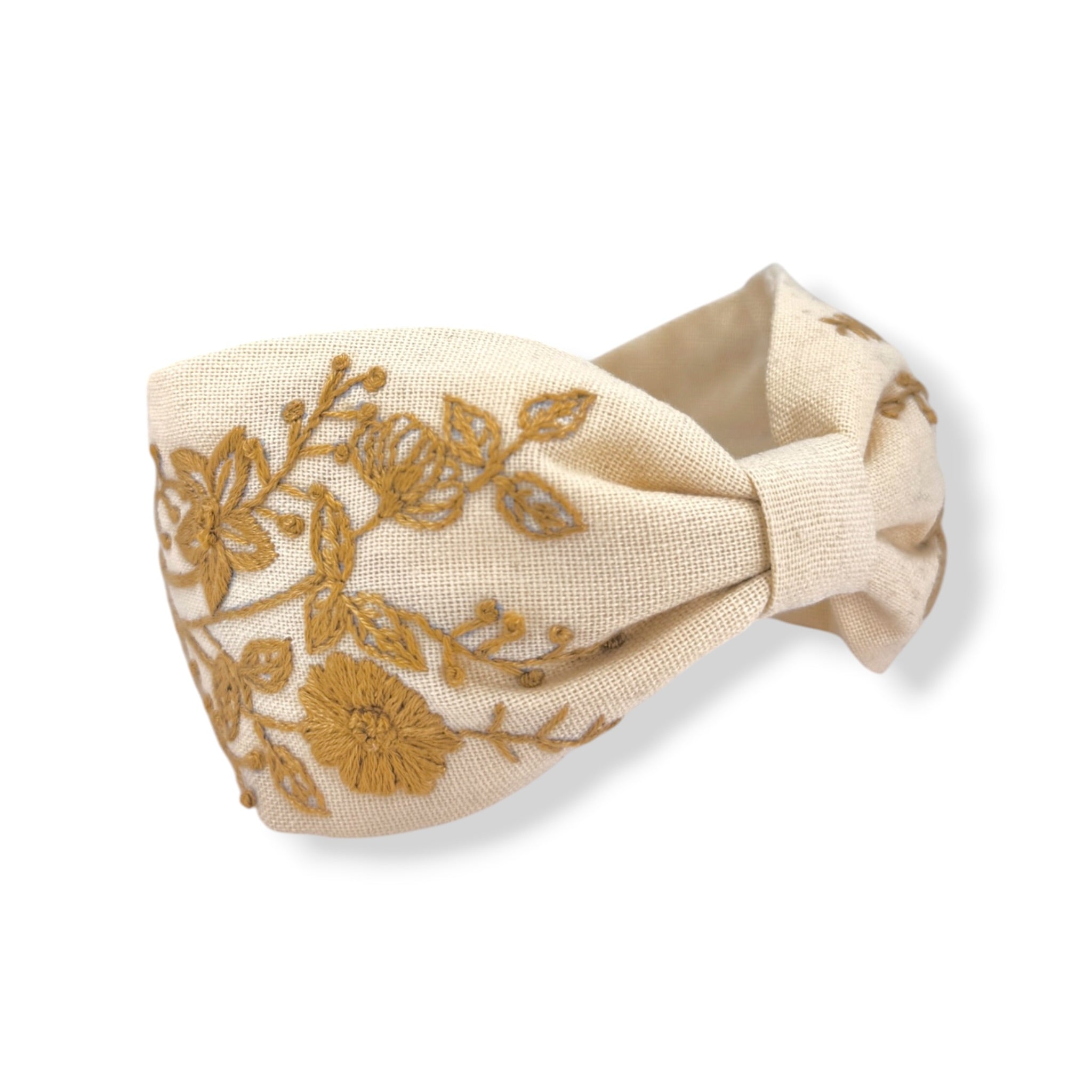Cream Botanical Embroidered Headband