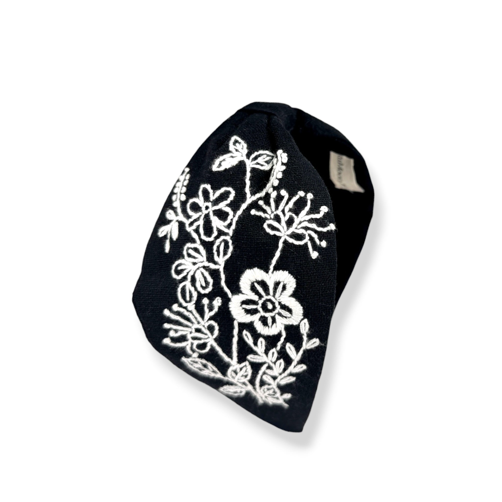 Black Botanical Embroidered Headband