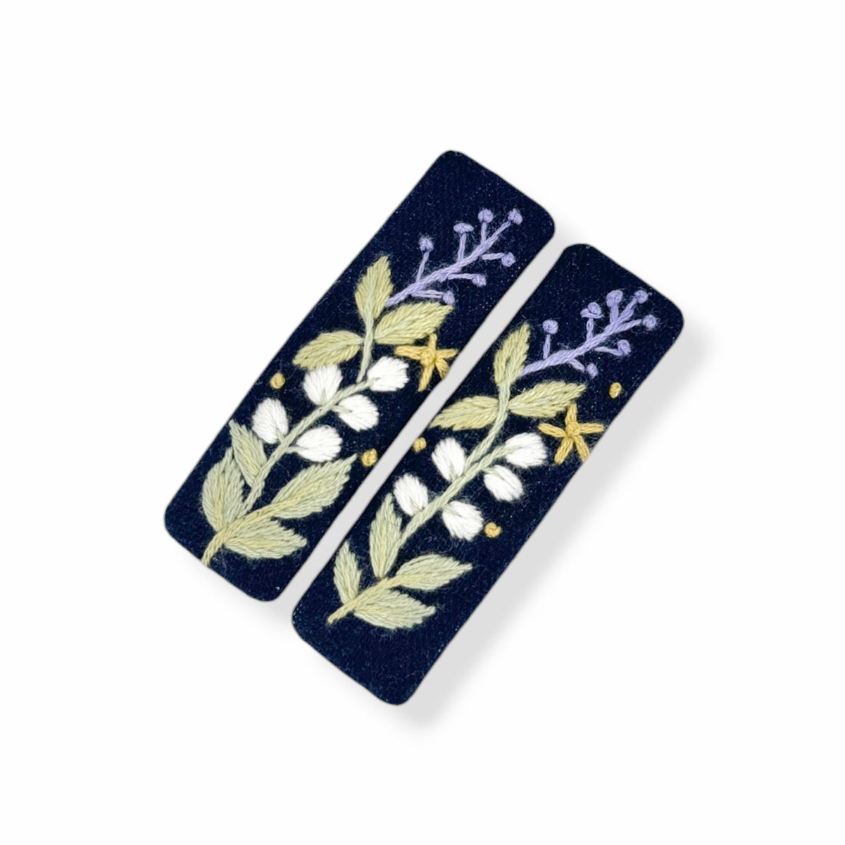 Snowy Meadow Embroidered Hair Clips